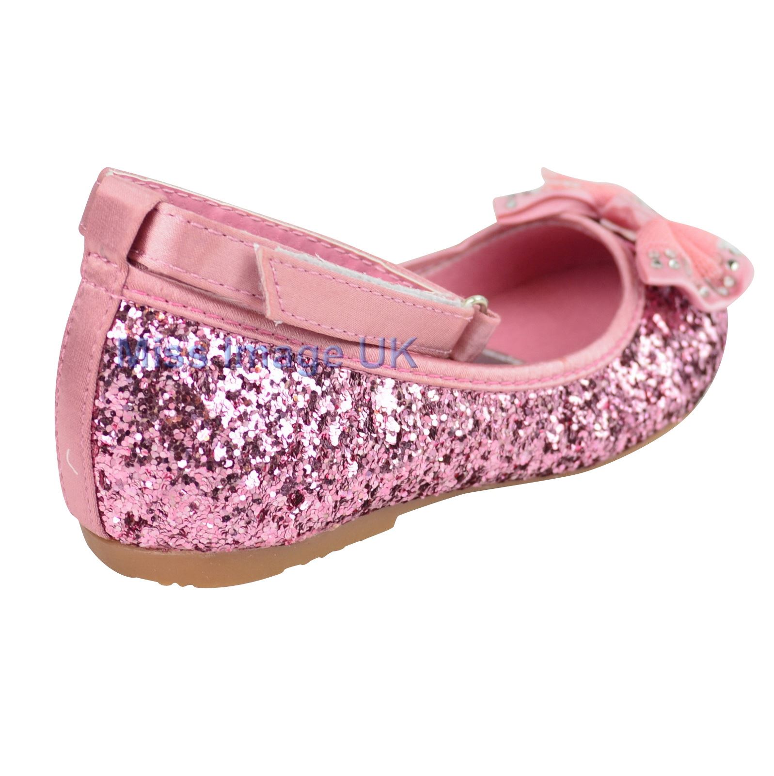 GIRLS INFANTS KIDS FLAT GLITTER BALLET DOLLY PUMPS EVENING PARTY SHOES