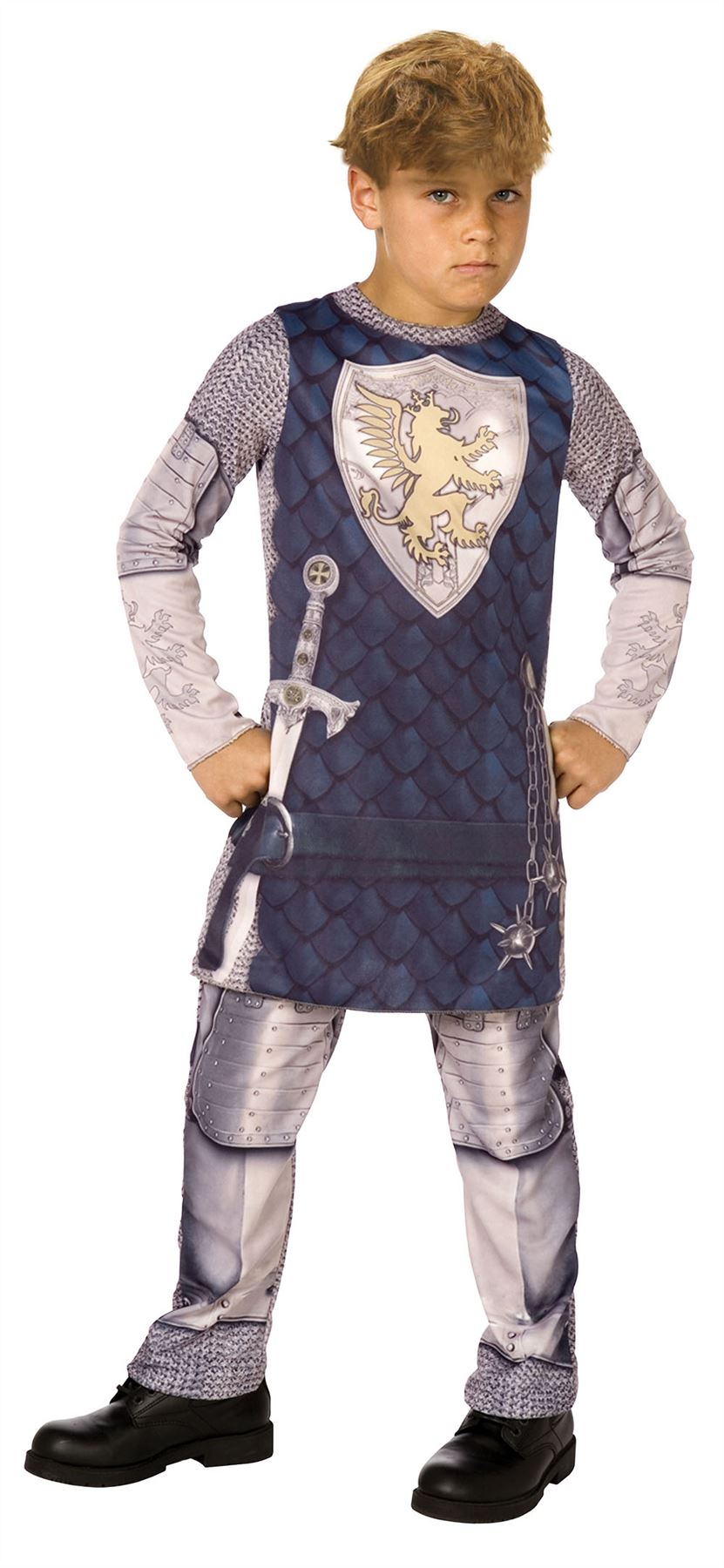 Boys Kids Medieval Tudor King 3D Knight Fancy Dress Up Costume Outfit