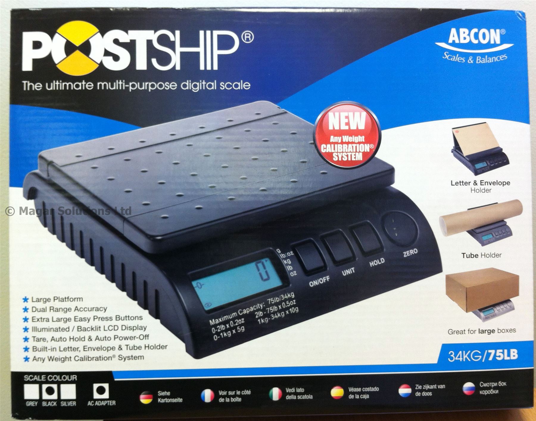 Abcon Postship Postage Scales Electronic Weigh Parcel 34kg/75lbs Digital