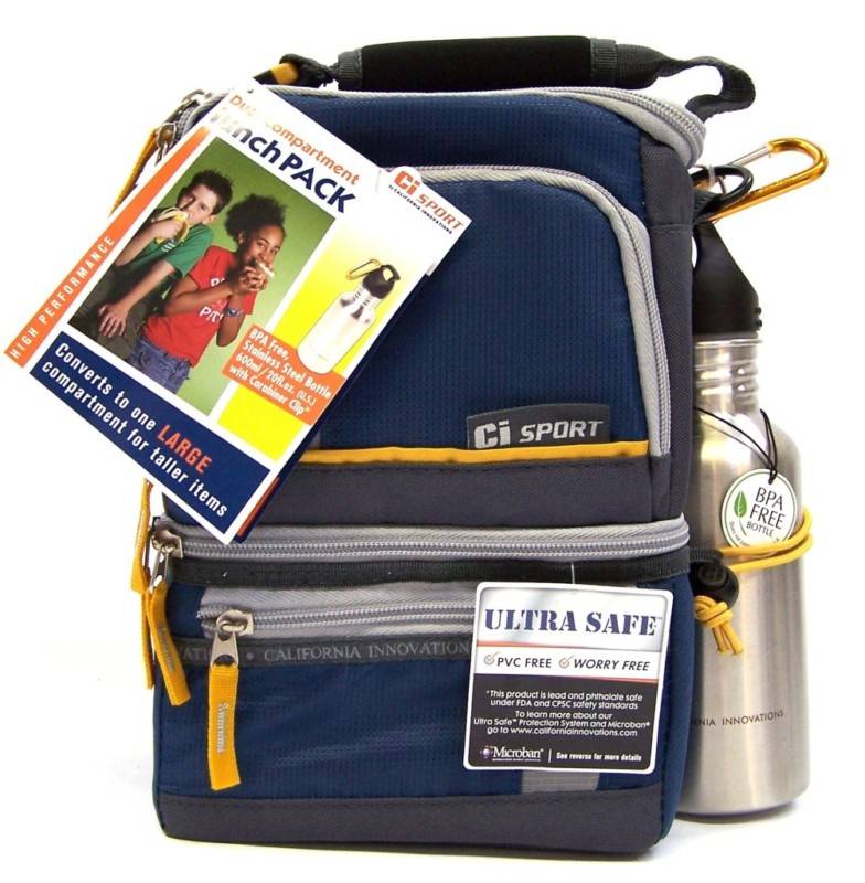 CI Sport Dual Compartment Lunch Bag/Box 600ml Stainless Steel Bottle eBay