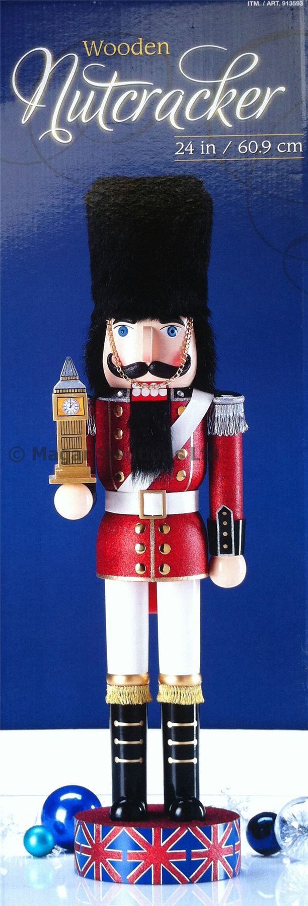 24" Wooden Beefeater Guard NutCracker Christmas British Soldier Statue
