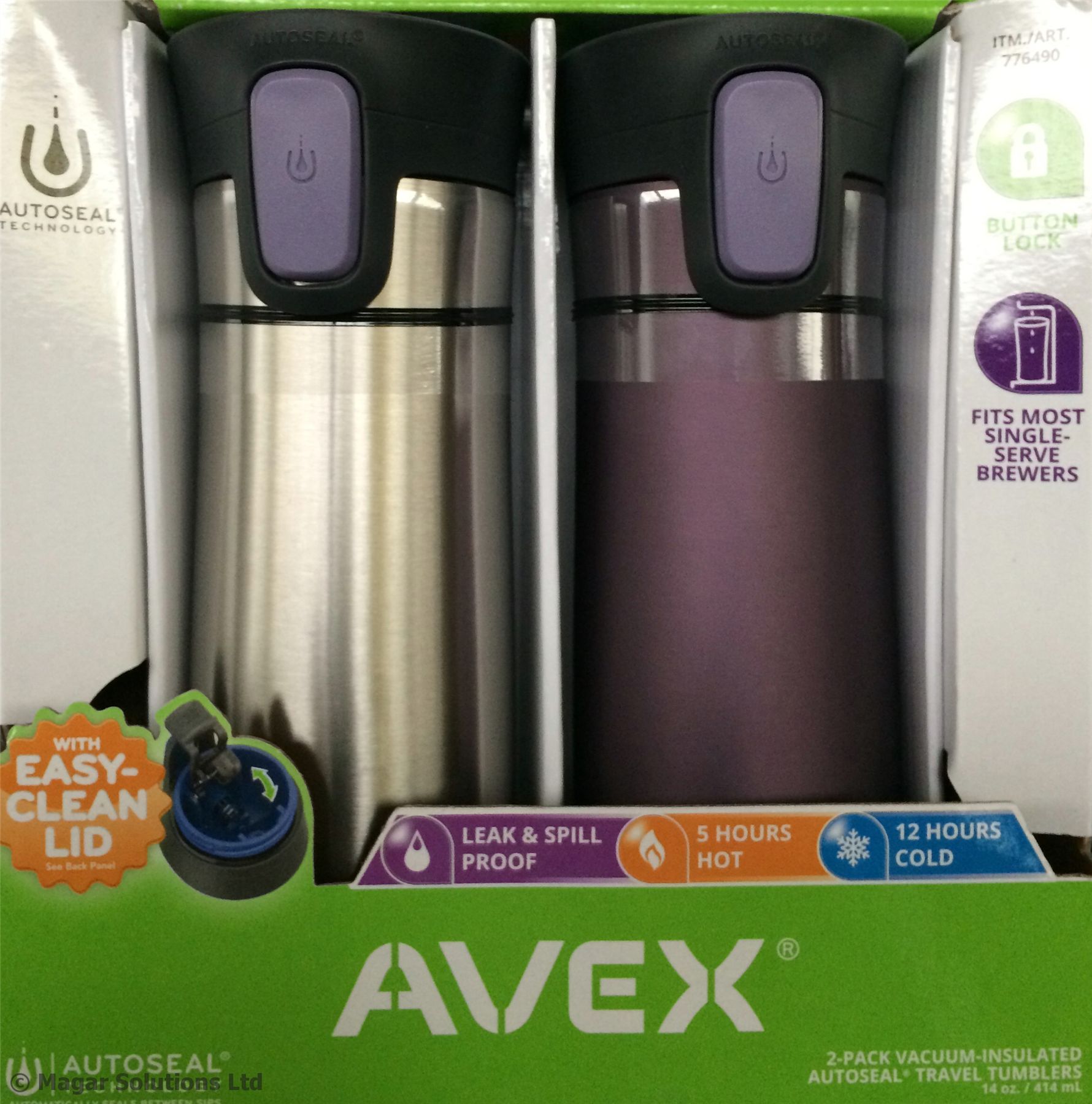 2x Avex Autoseal NoSpill Travel Mug/Cup by Contigo/Ignite Coffee/Tea