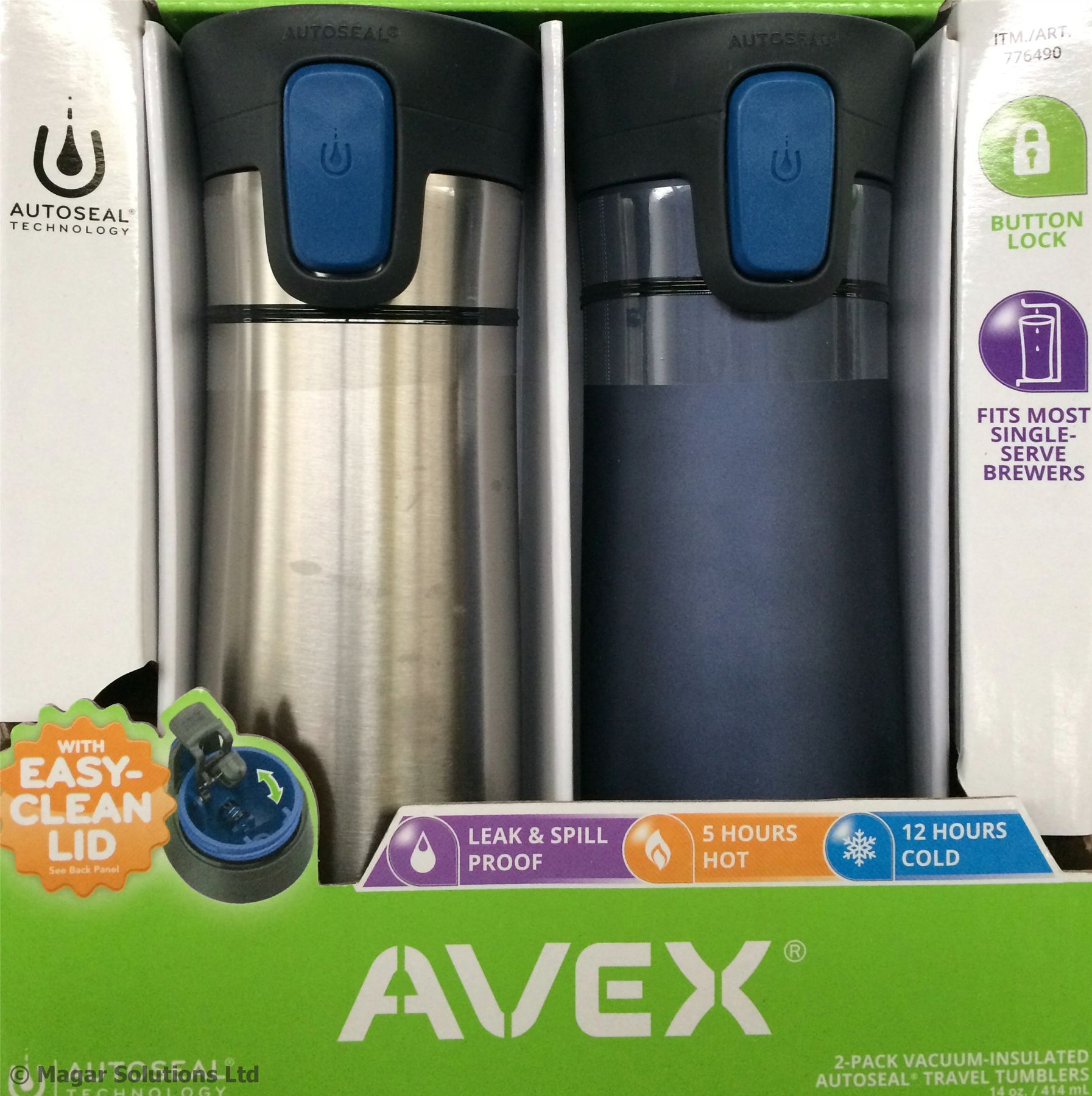 2x Avex Autoseal NoSpill Travel Mug/Cup by Contigo/Ignite Coffee/Tea