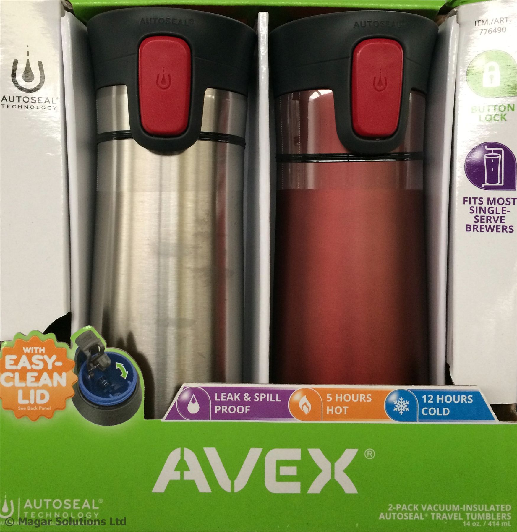 2x Avex Autoseal NoSpill Travel Mug/Cup by Contigo/Ignite Coffee/Tea