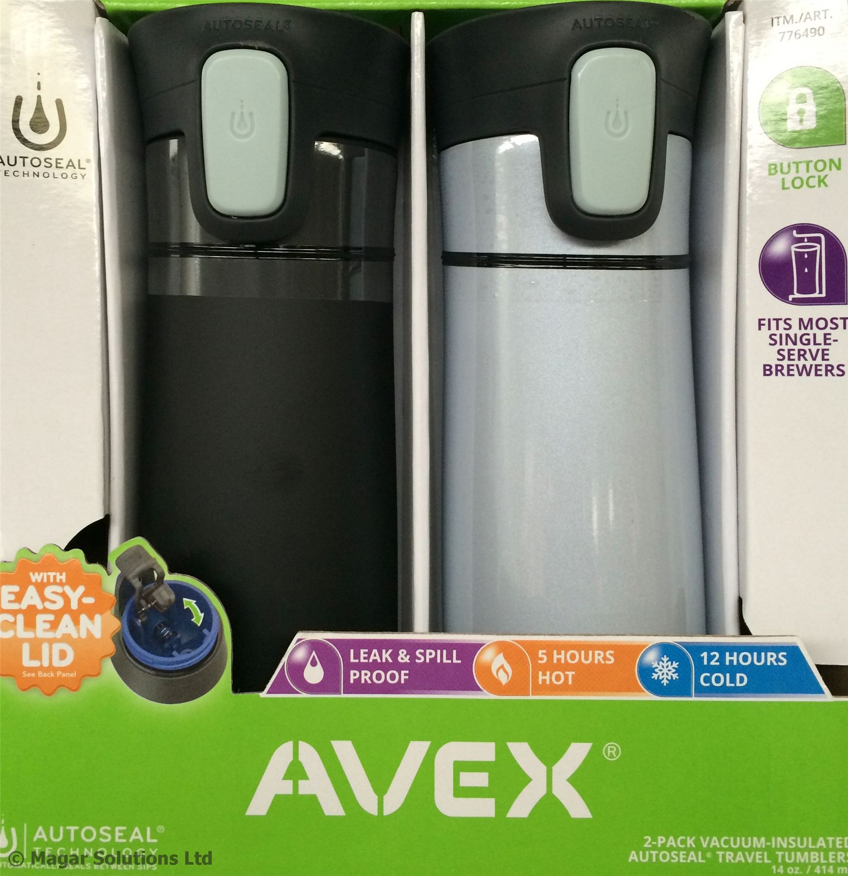 2x Avex Autoseal NoSpill Travel Mug/Cup by Contigo/Ignite Coffee/Tea