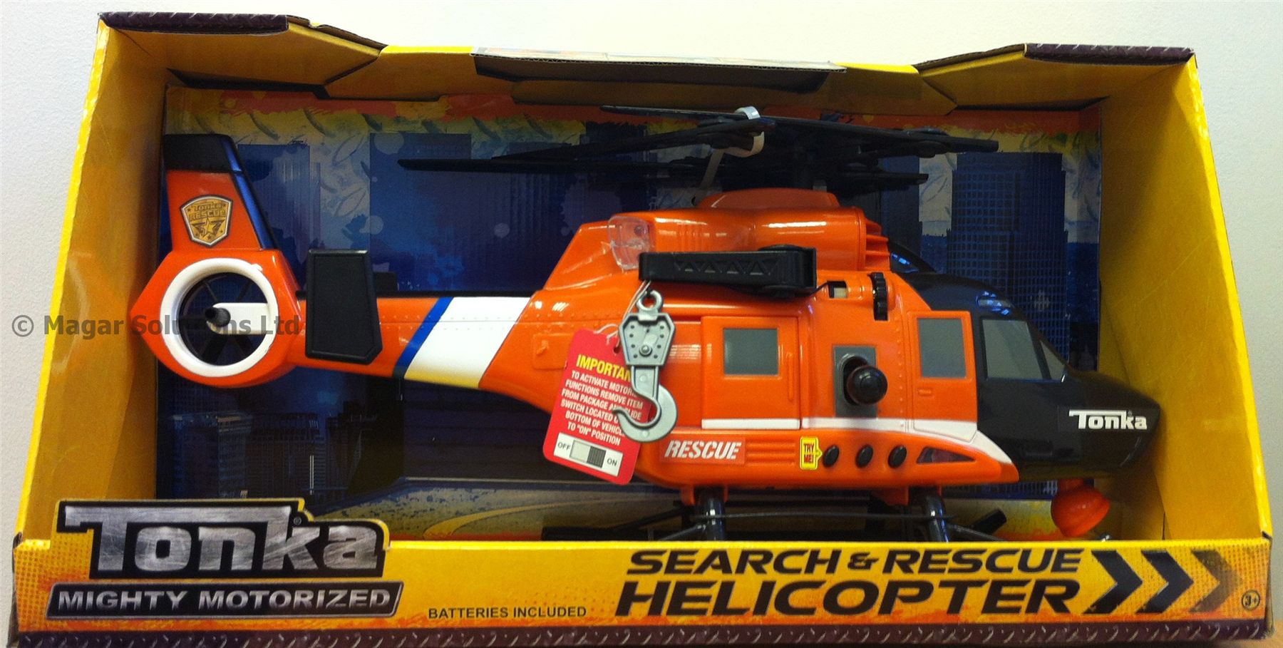 Tonka Mighty Motorized ORANGE Search & Rescue Helicopter Large Toy