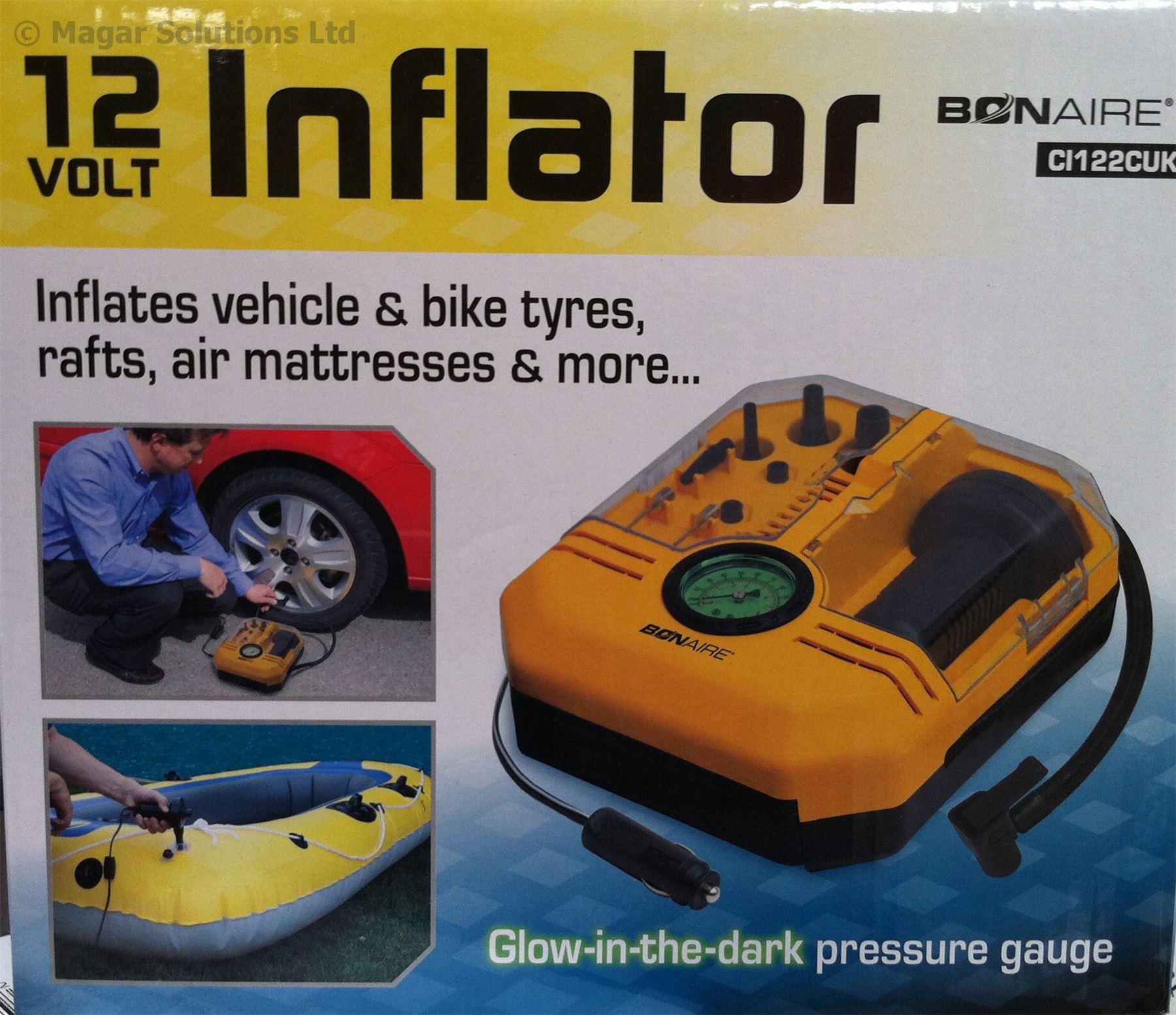 Bonaire 12V Inflator Pump CI122CUK Air Compressor Car/Tyre/Bike/Boat/Airbed