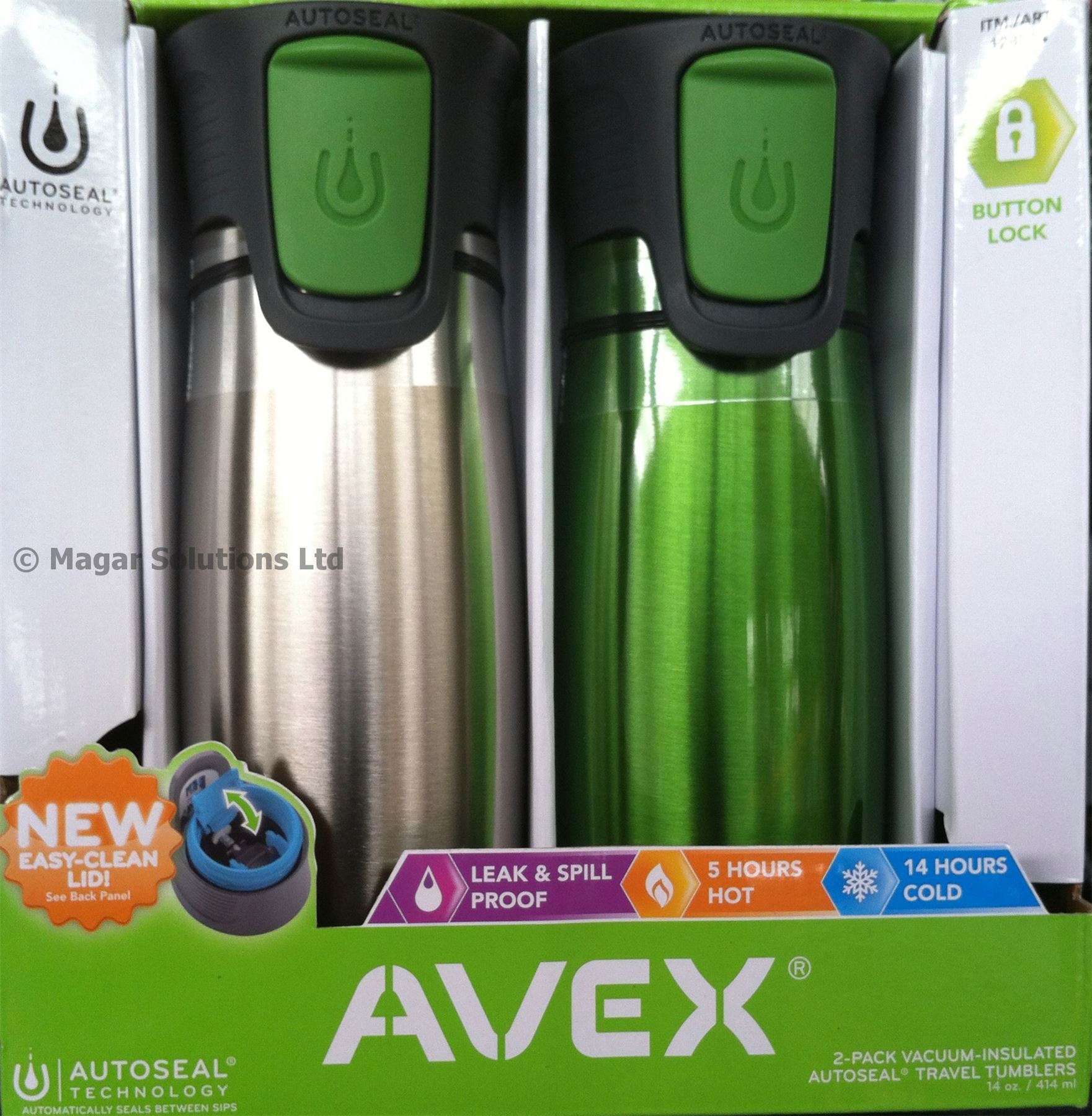 Avex by Contigo/Ignite Stainless Steel/Citron Green Autoseal Travel