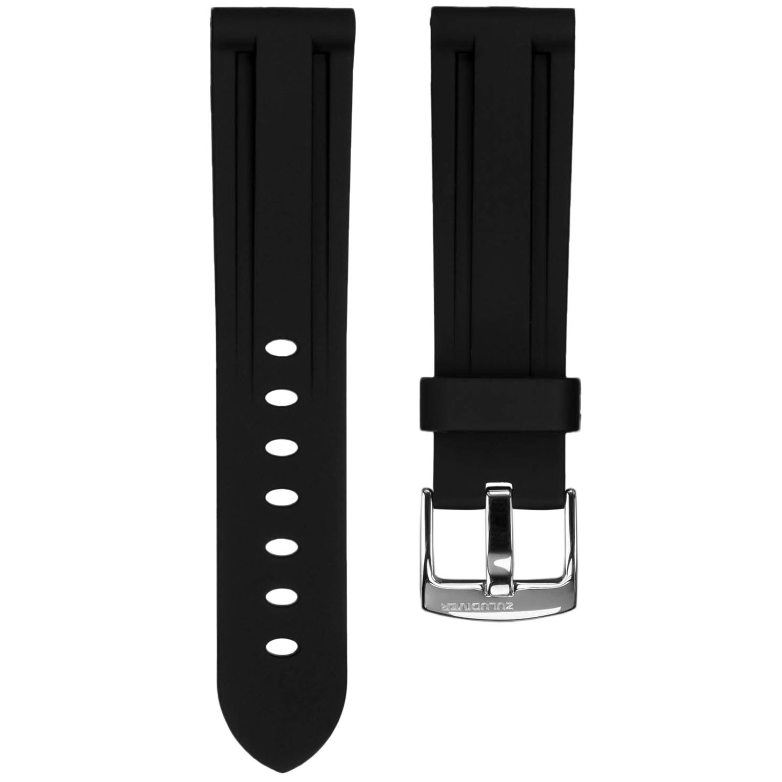 Black Italian Diver Style PU Rubber Watch Strap ZULUDIVER® 20mm 22mm 24mm - Imagen 17 de 22