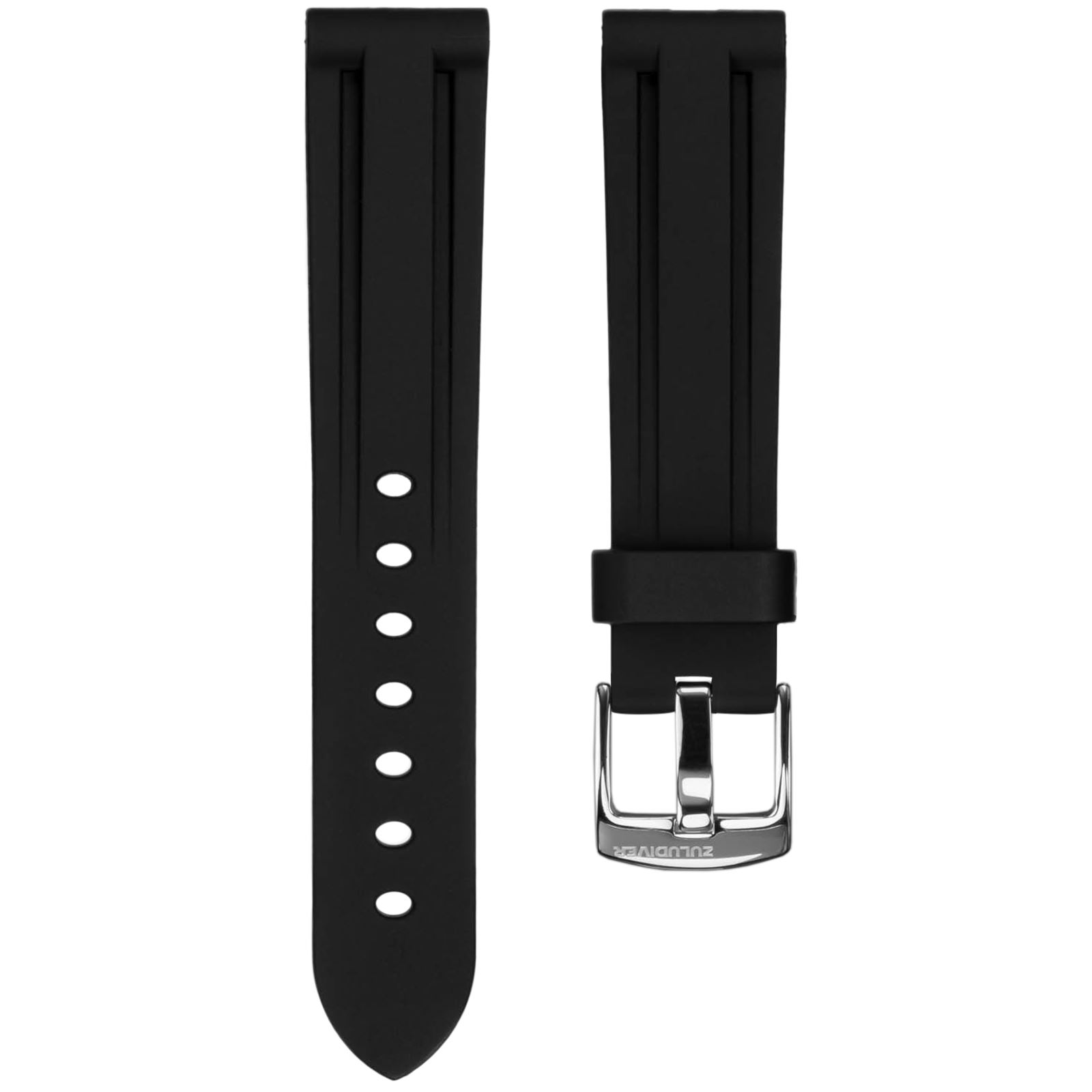Black Italian Diver Style PU Rubber Watch Strap ZULUDIVER® 20mm 22mm 24mm - Imagen 20 de 22