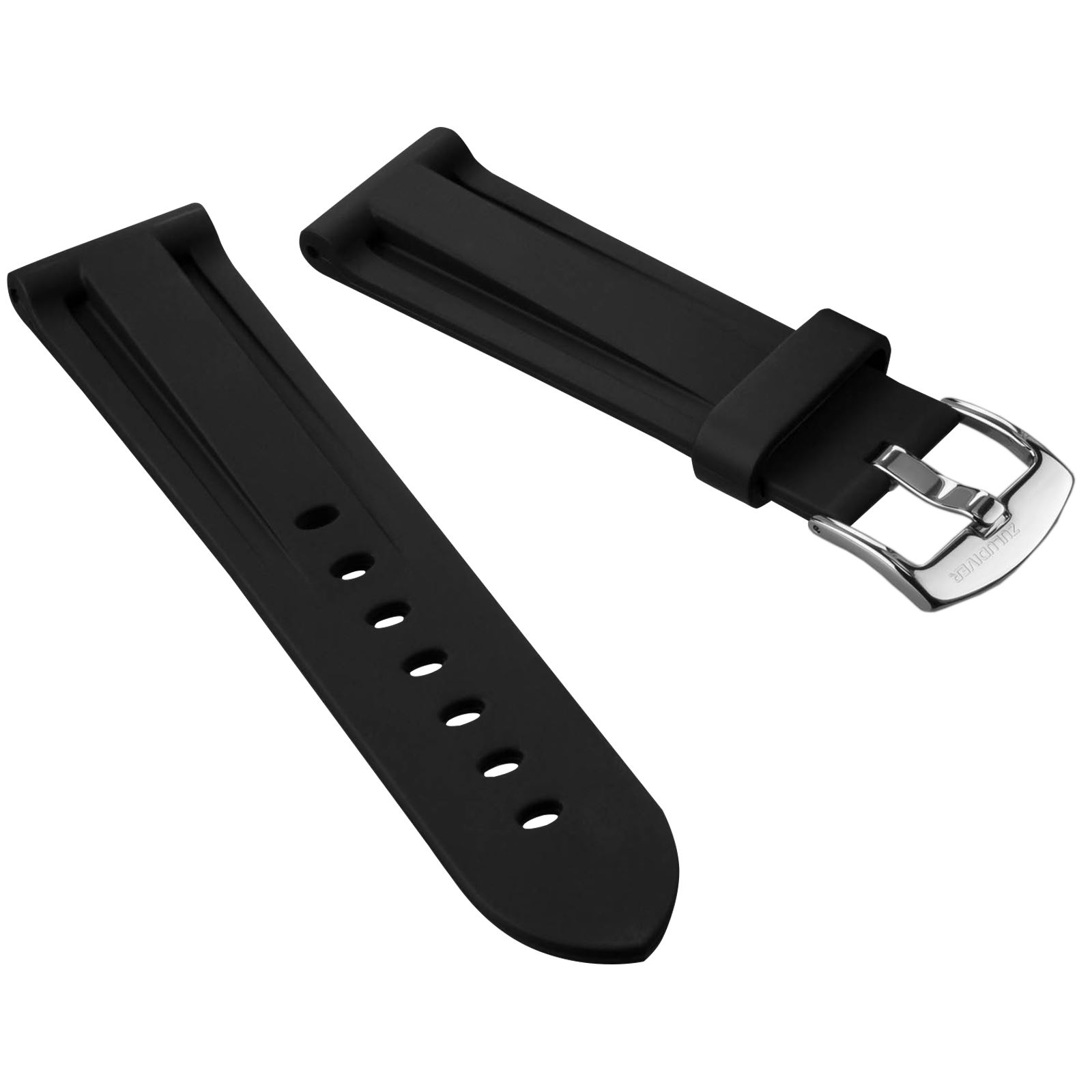 Black Italian Diver Style PU Rubber Watch Strap ZULUDIVER® 20mm 22mm 24mm - Imagen 16 de 22