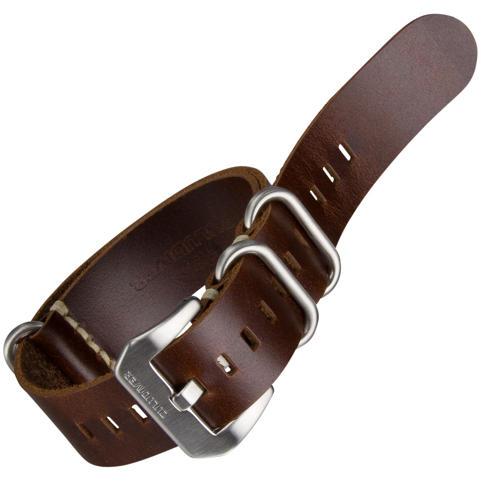 ZULUDIVER® Genuine Leather Watch Strap PreV ZULU NATO Ivory Stitch