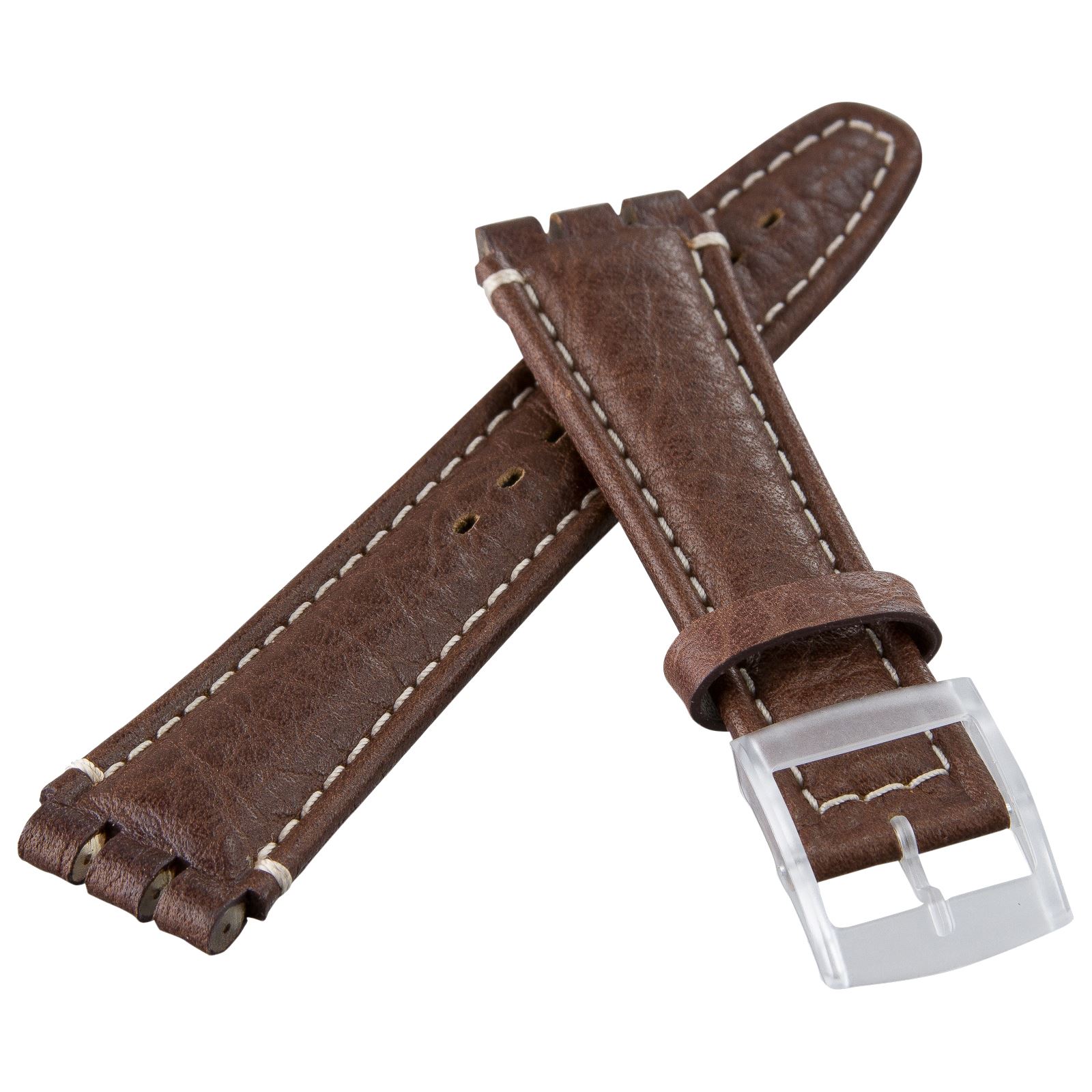 Diloy Genuine Textured Bison Leather Watch Strap for Swatch Irony
