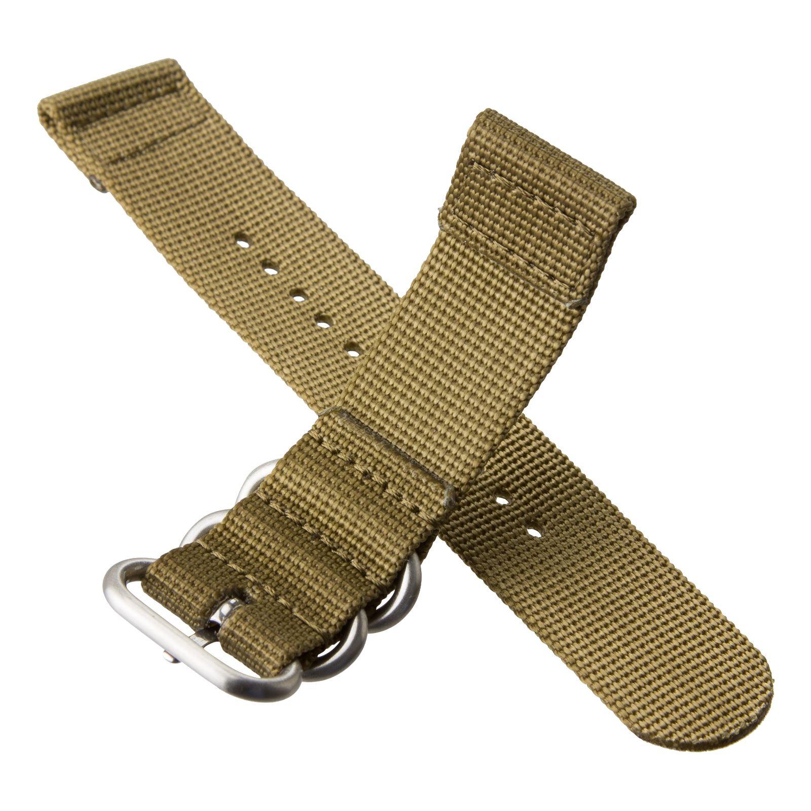 Premium Heavy Duty 2 Piece ZULU Watch Strap 3 SS Rings Choice of Colour