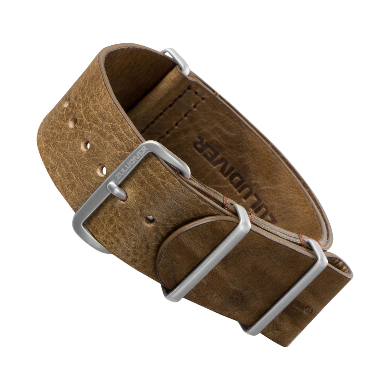 ZULUDIVER® NATO Beautiful Natural Genuine Leather Watch Strap 20mm 22mm