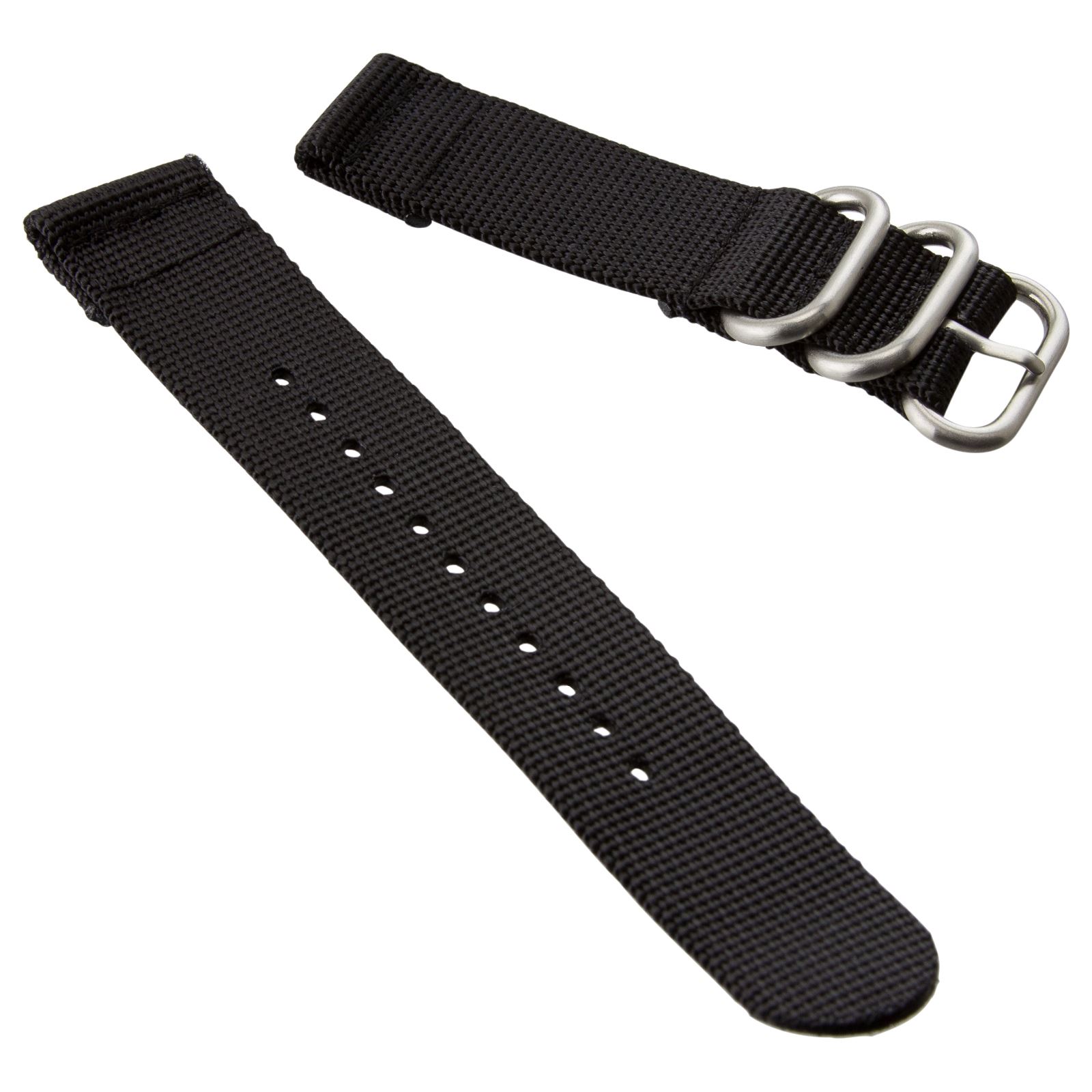 Premium Heavy Duty 2 Piece ZULU Watch Strap 3 SS Rings Choice of Colour