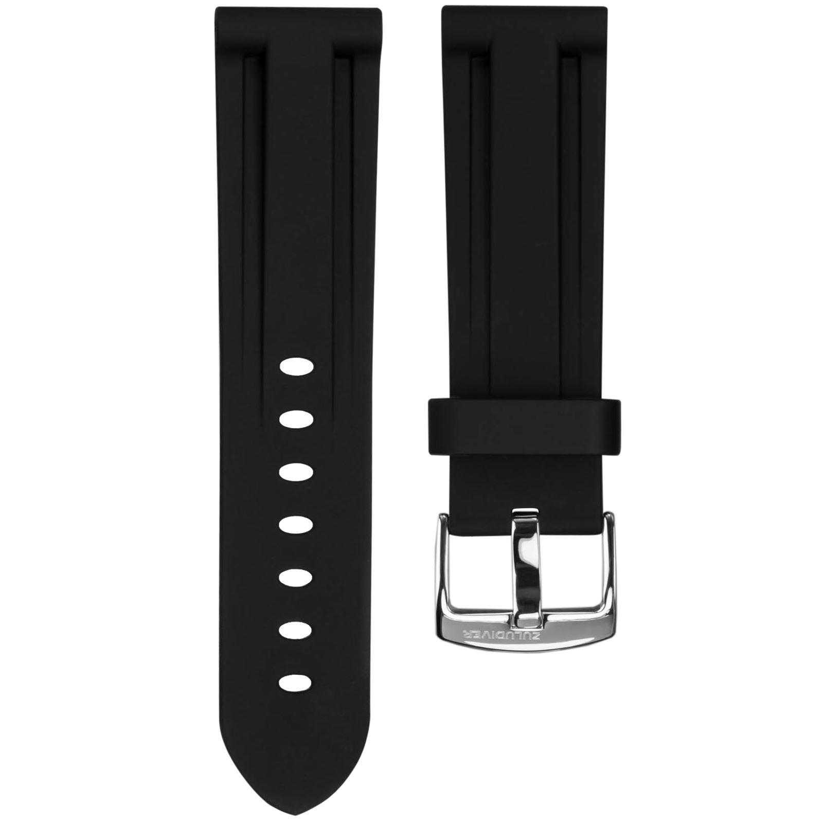 Black Italian Diver Style PU Rubber Watch Strap ZULUDIVER® 20mm 22mm 24mm - Imagen 14 de 22