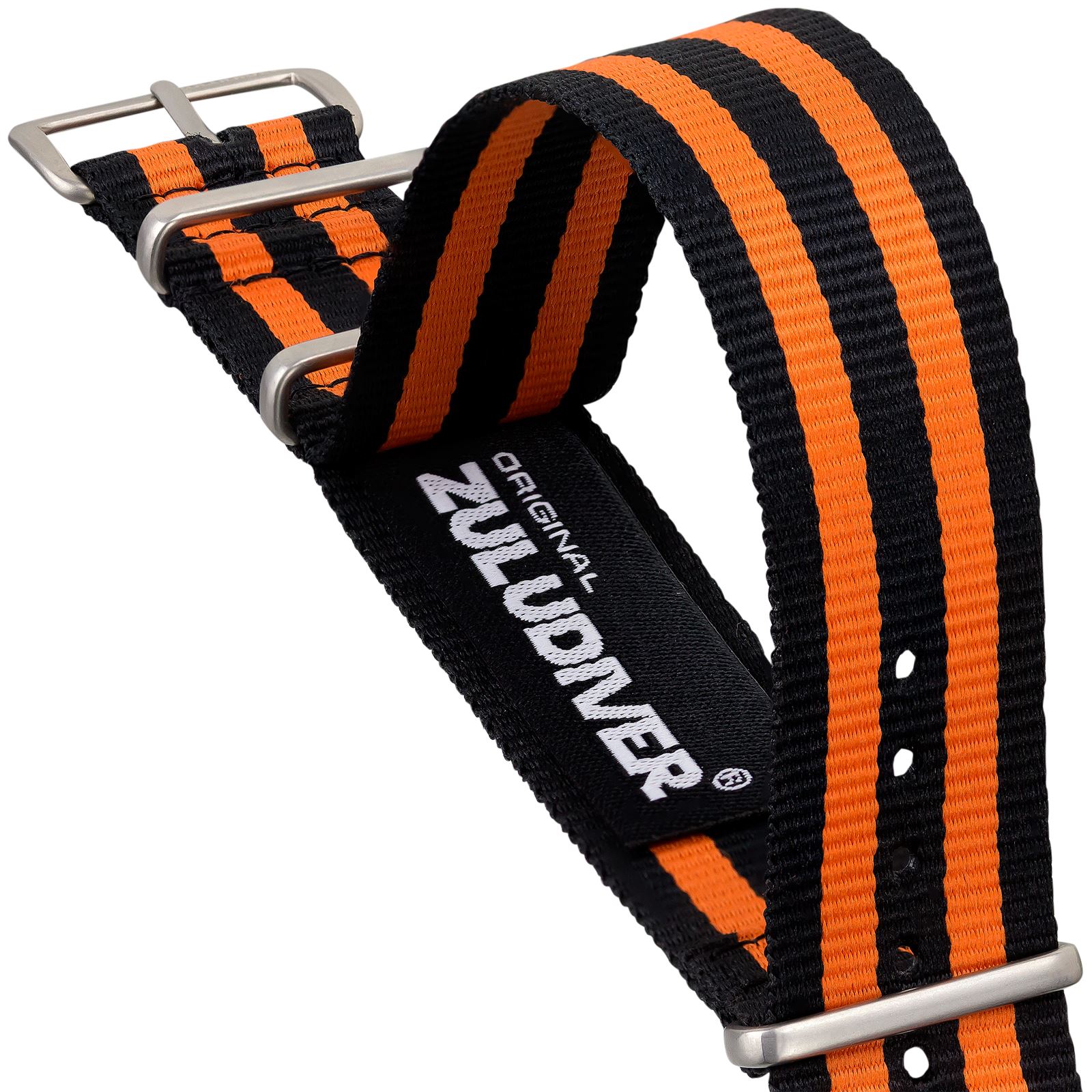 Black Orange Strip NATO ZULUDIVER® Nylon Military Watch Strap 20 22mm