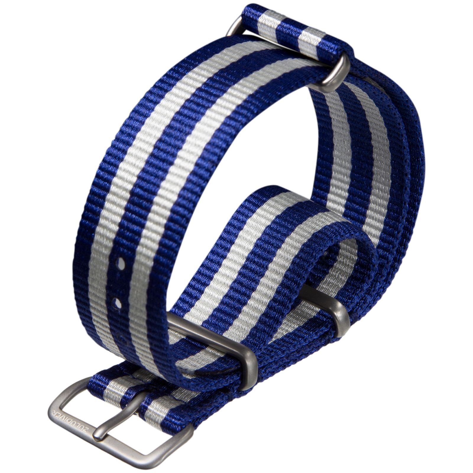 G10 NATO ZULUDIVER® Striped Nylon Military Watch Strap 18 20 22mm Satin