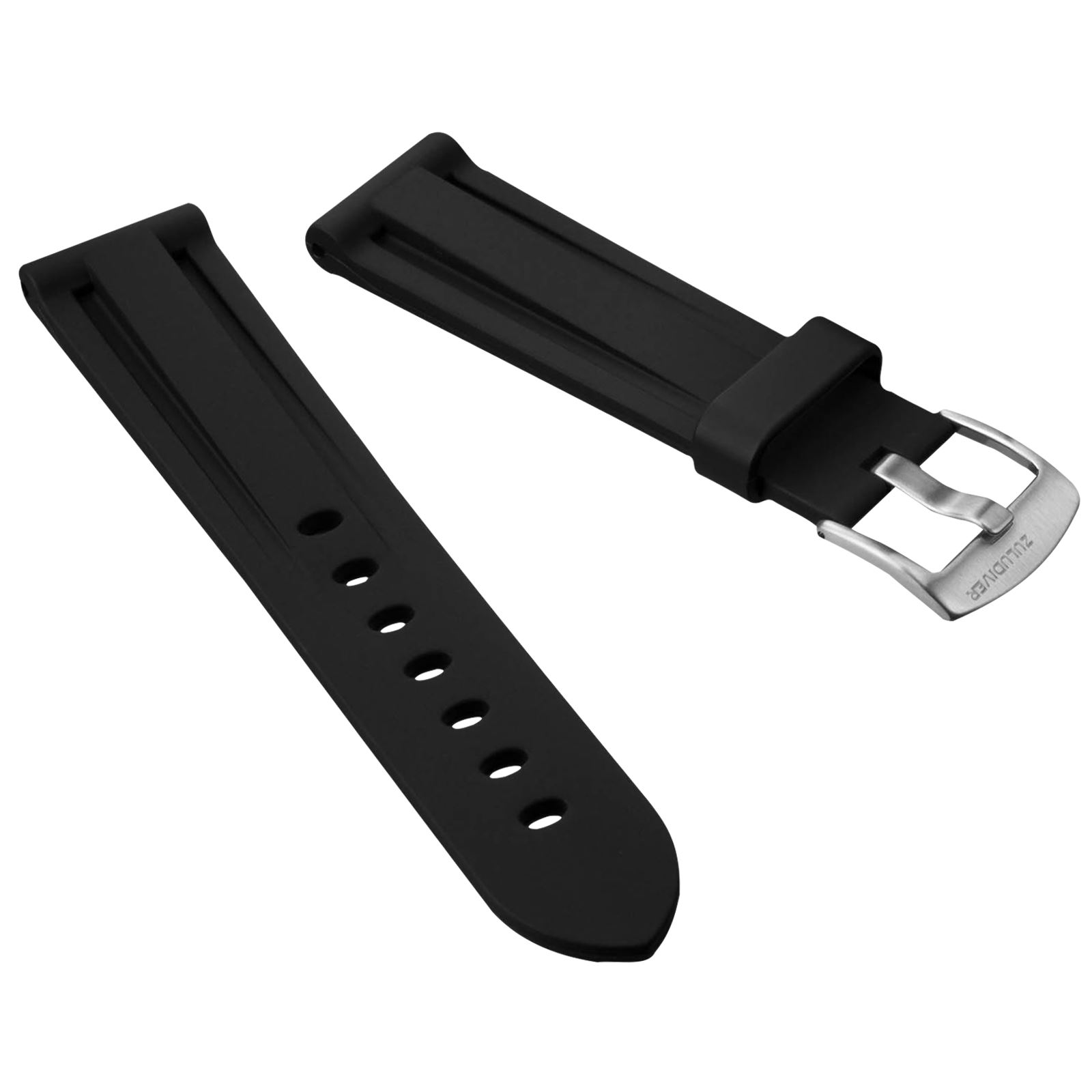 Black Italian Diver Style PU Rubber Watch Strap ZULUDIVER® 20mm 22mm 24mm - Imagen 13 de 22