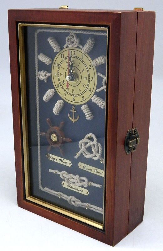 Nautical Wood Clock Wall Key Box Storage Holder Wooden MY2827