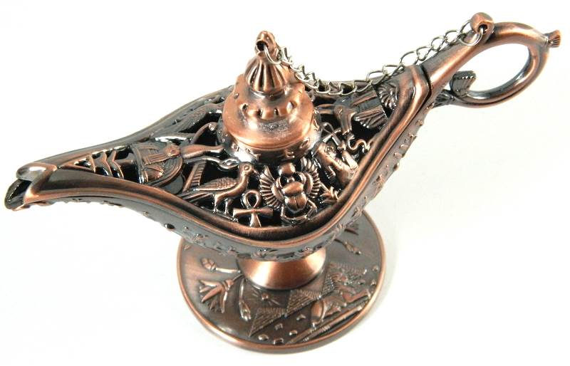 Genie Aladin Alladin Style Egyptian Gods Kings Antique Bronze Oil Lamp