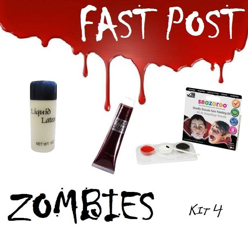 ZOMBIE KIT 4, FACE PAINT/FAKE SKIN/TUBE BLOOD, HALLOWEEN MAKEUP