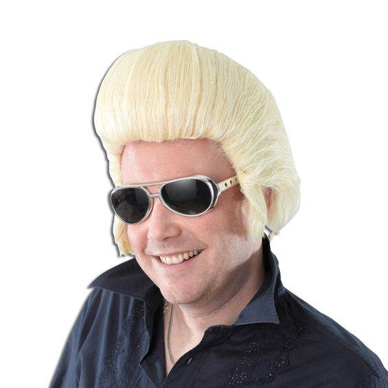 BLONDE QUIFF WIG WITH SIDEBURNS, ELVIS STYLE, 1950s TEDDY BOY ACCESSORY