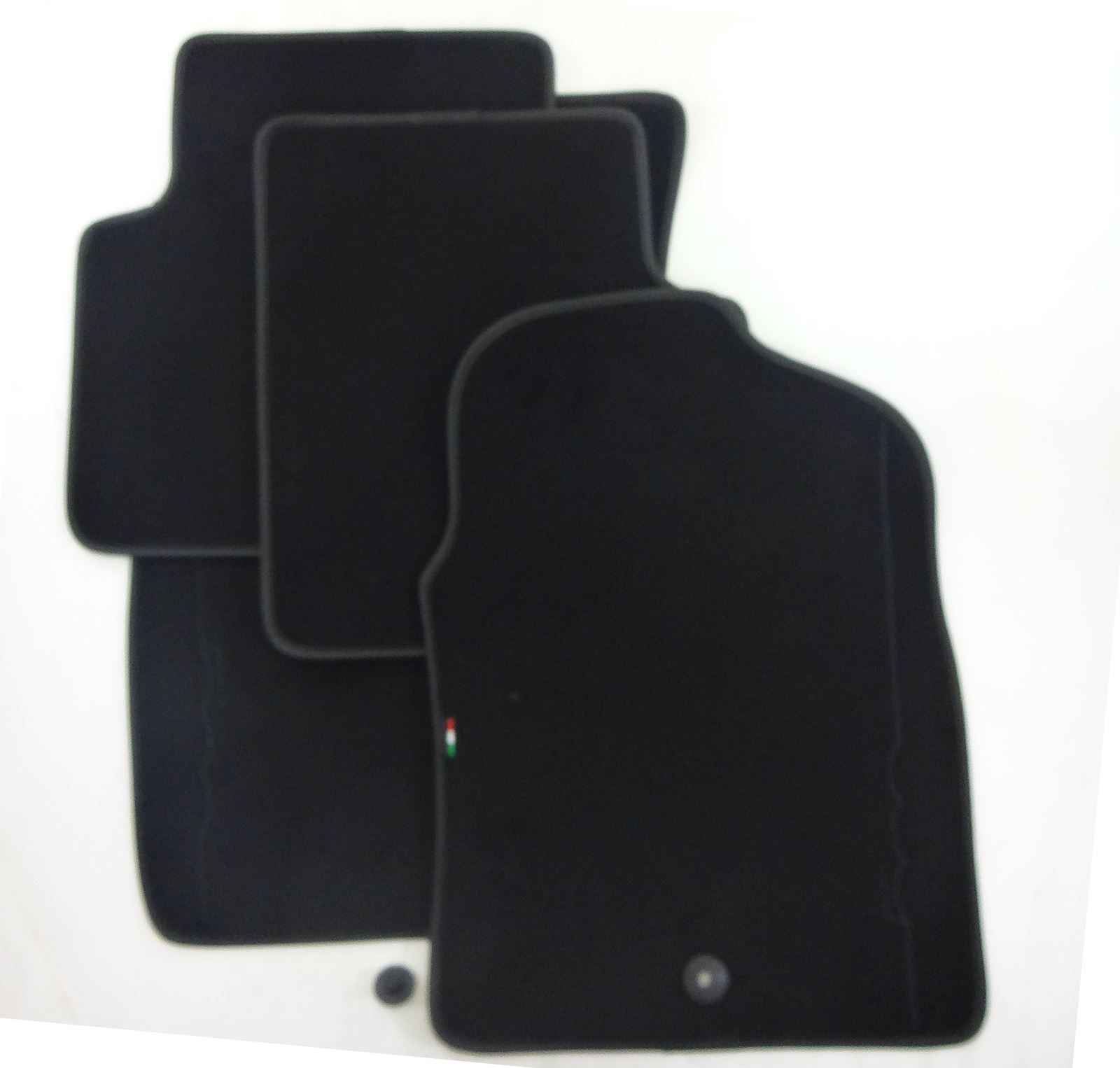 GENUINE Fiat 500 Black Logo & Trim Car Floor Mats Carpet Full Set