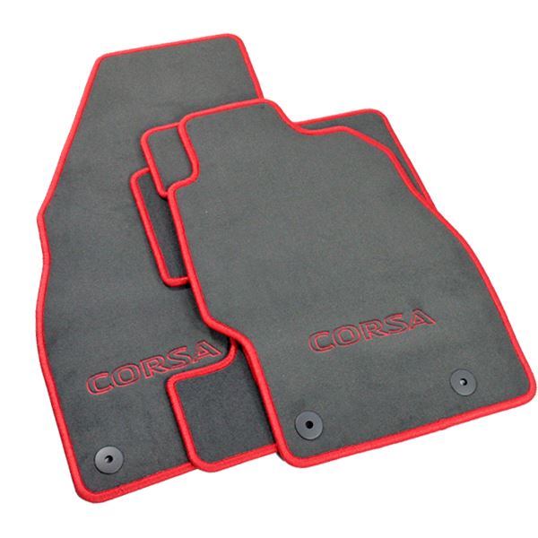 Vauxhall Tailored Genuine Corsa D Mk4 Full Floor Car Mats Red Trim GM