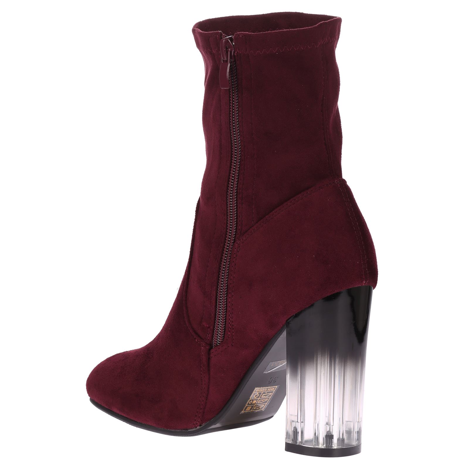 Storm Womens High Block Heels Clear Perspex Ankle Boots Ladies Shoes Zip Up Size - Picture 8 of 9