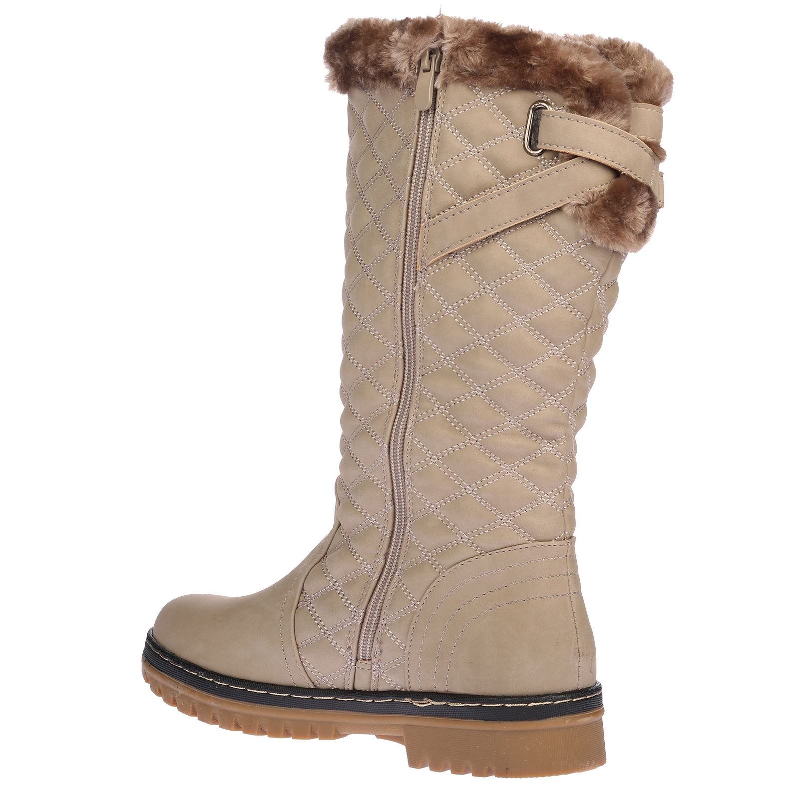 Roxy Womens Quilted Faux Fur Lined Thick Sole Ladies Mid Calf Boots Shoes Size - Picture 8 of 18