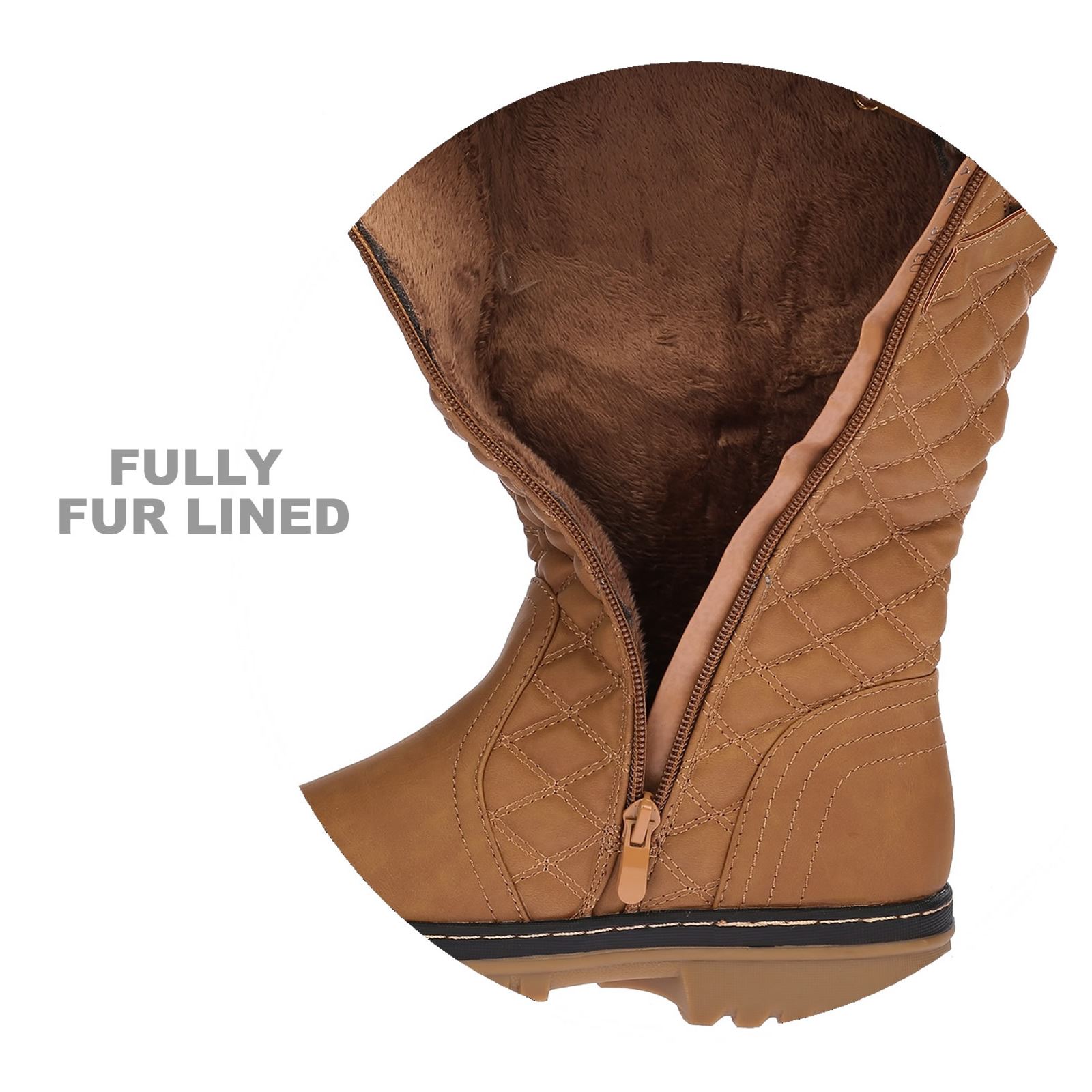 Roxy Womens Quilted Faux Fur Lined Thick Sole Ladies Mid Calf Boots Shoes Size - Picture 16 of 18