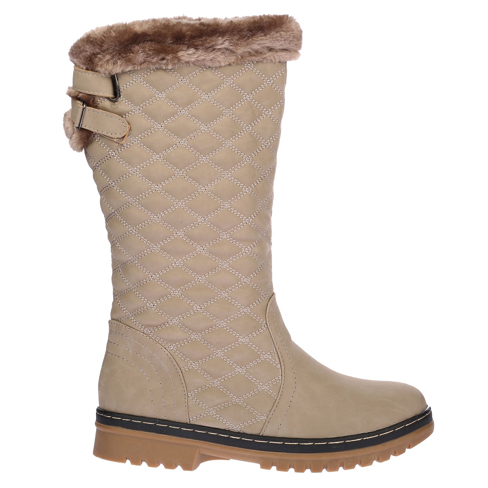 Roxy Womens Quilted Faux Fur Lined Thick Sole Ladies Mid Calf Boots Shoes Size - Picture 7 of 18