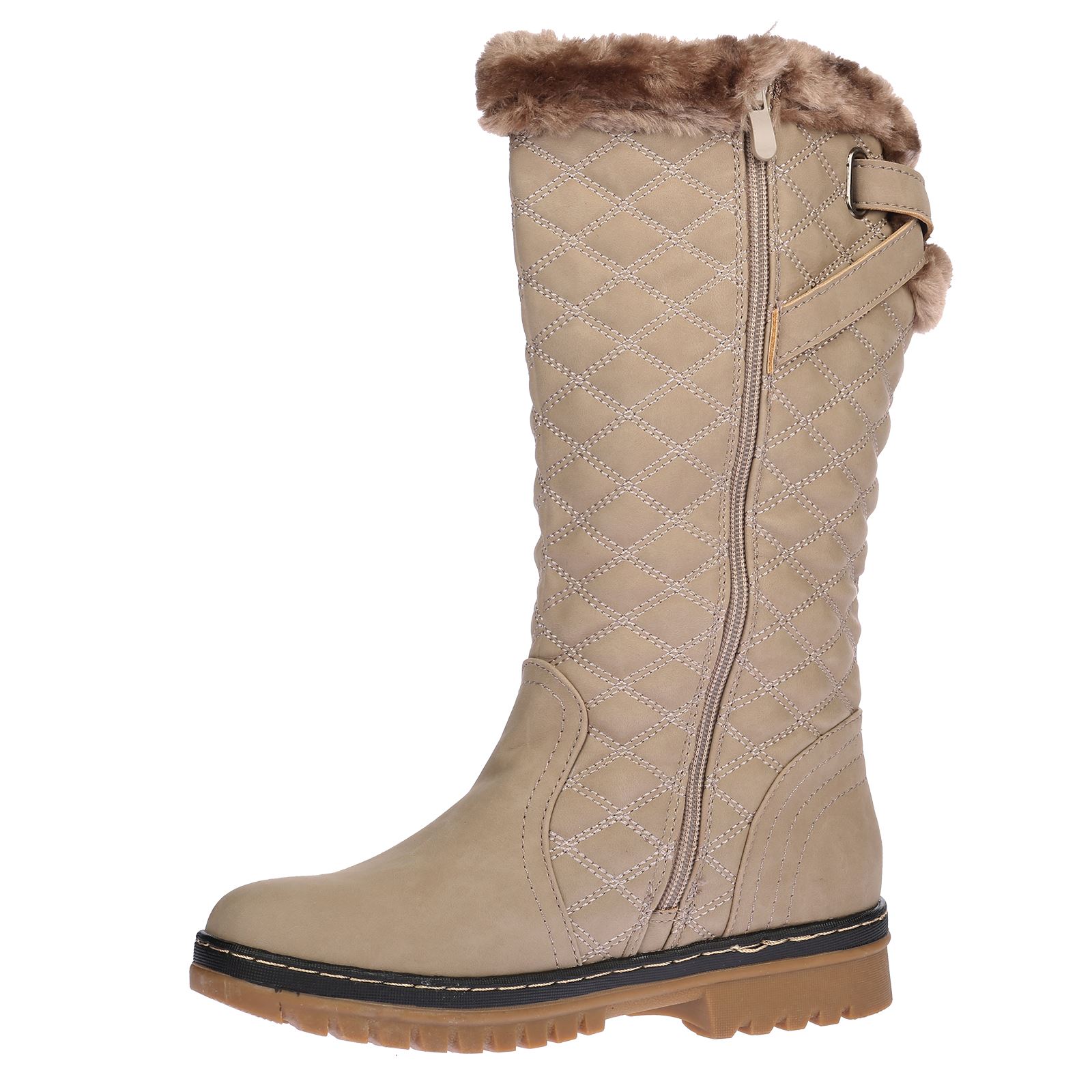 Roxy Womens Quilted Faux Fur Lined Thick Sole Ladies Mid Calf Boots Shoes Size - Picture 9 of 18