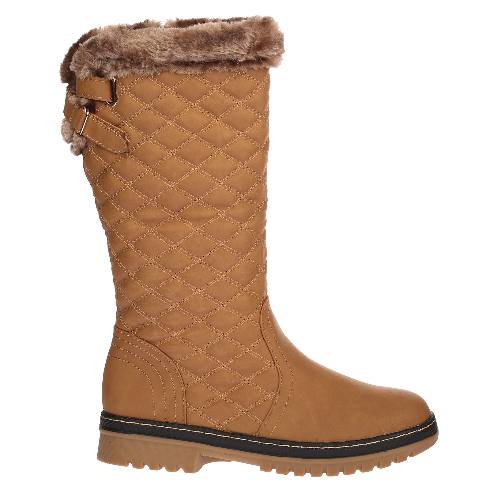 Roxy Womens Quilted Faux Fur Lined Thick Sole Ladies Mid Calf Boots Shoes Size - Picture 15 of 18