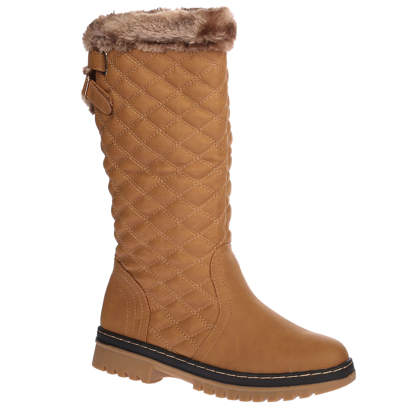 Roxy Womens Quilted Faux Fur Lined Thick Sole Ladies Mid Calf Boots Shoes Size - Picture 14 of 18