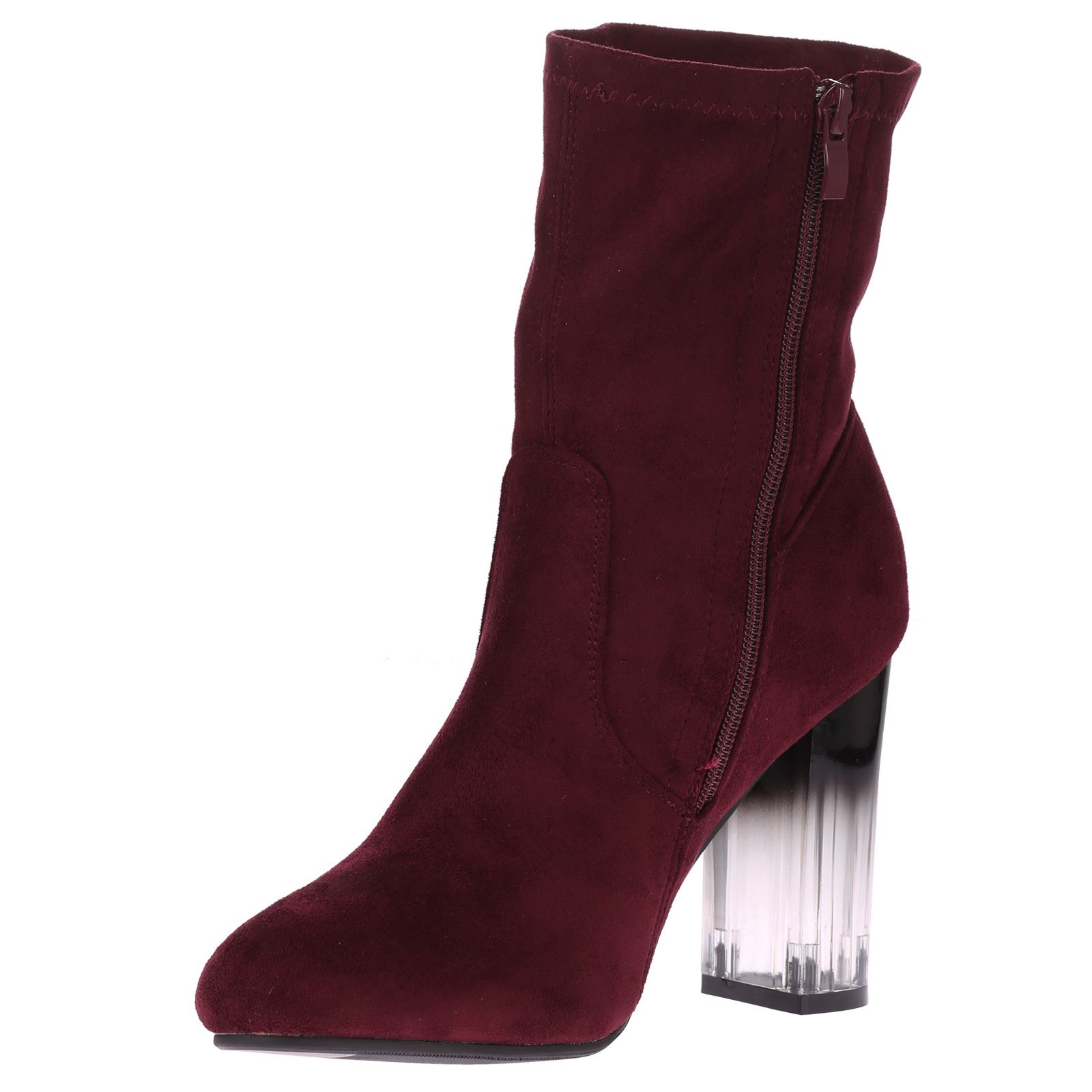 Storm Womens High Block Heels Clear Perspex Ankle Boots Ladies Shoes Zip Up Size - Picture 9 of 9