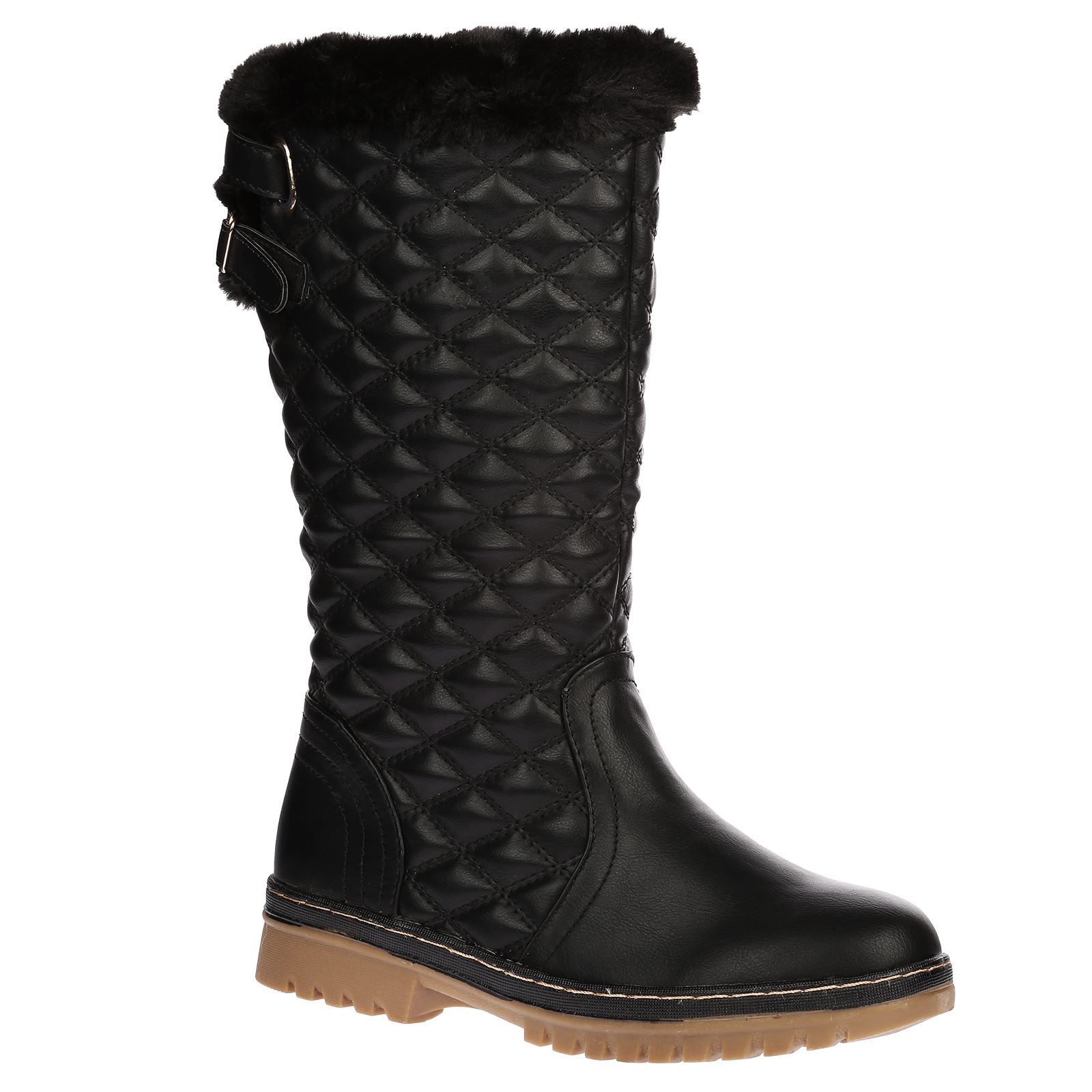 Roxy Womens Quilted Faux Fur Lined Thick Sole Ladies Mid Calf Boots Shoes Size - Picture 10 of 18