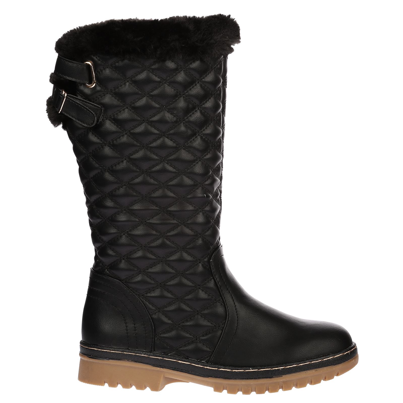 Roxy Womens Quilted Faux Fur Lined Thick Sole Ladies Mid Calf Boots Shoes Size - Picture 11 of 18