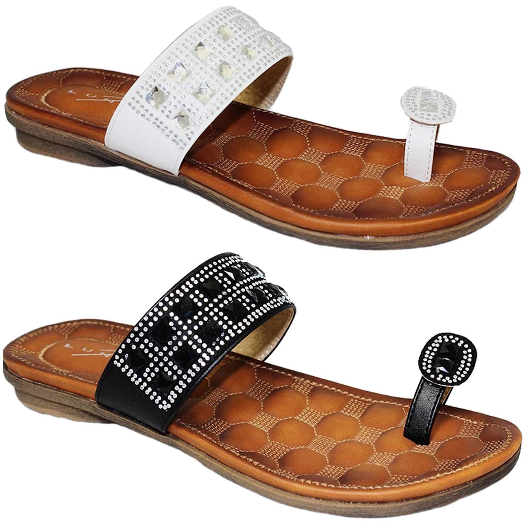 JLH703 Ravenna Toe Loop Diamante Jewelled Comfortable Fashion Sandals | eBay