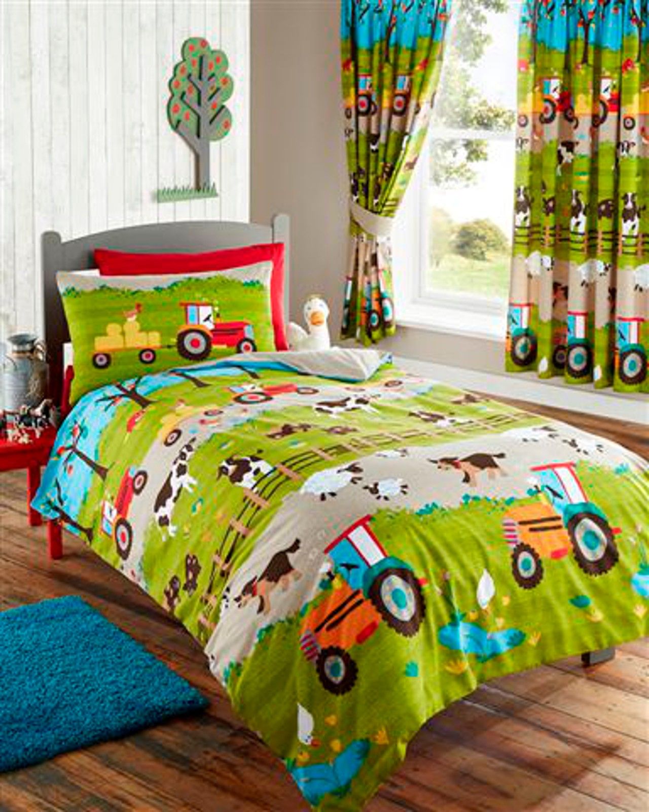 Farm Animals Tractor Kids Duvet Cover OR Matching Curtains Bedding Bed 