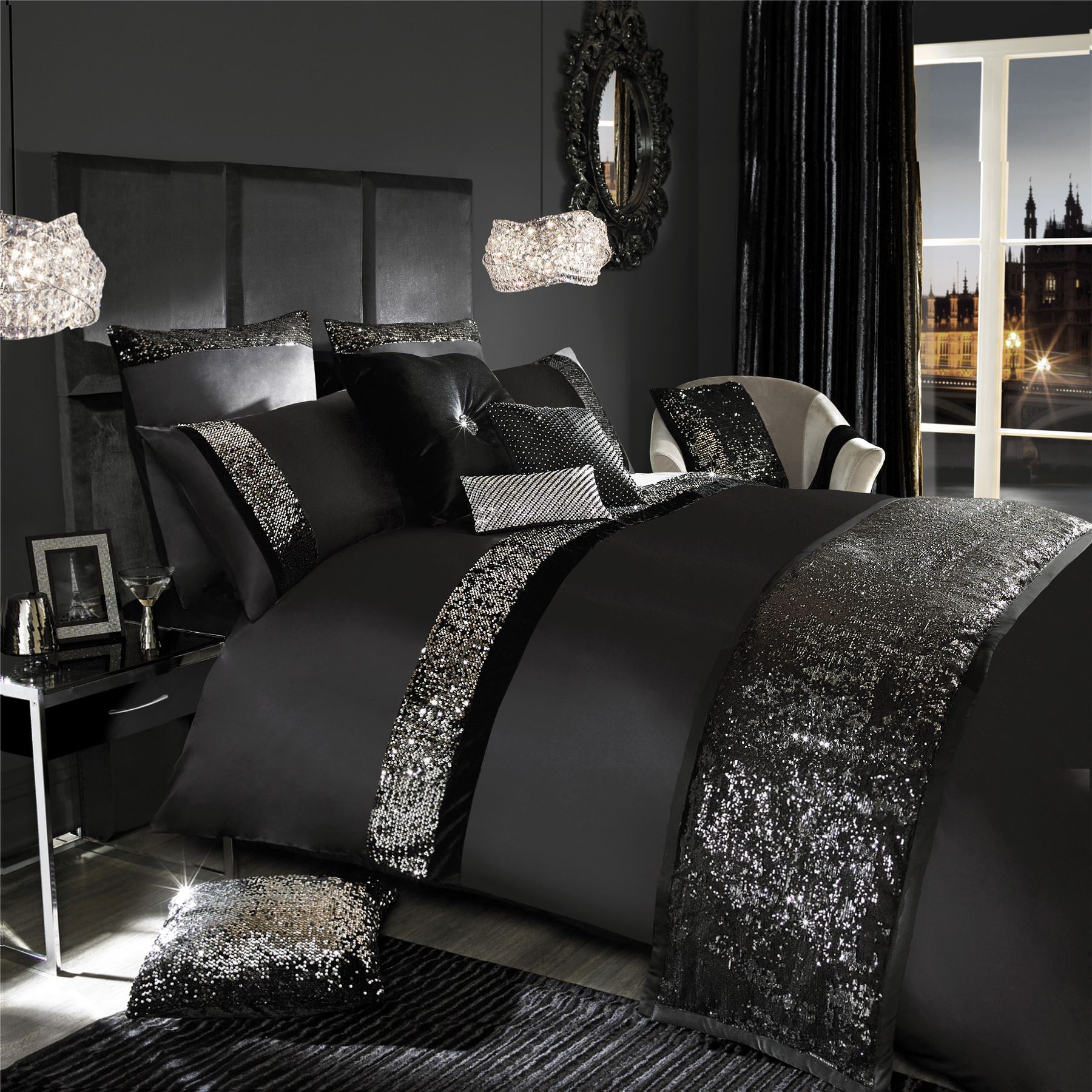 Kylie Minogue Velvetina Designer Sequined Quilt Duvet Cover Bedding Bed