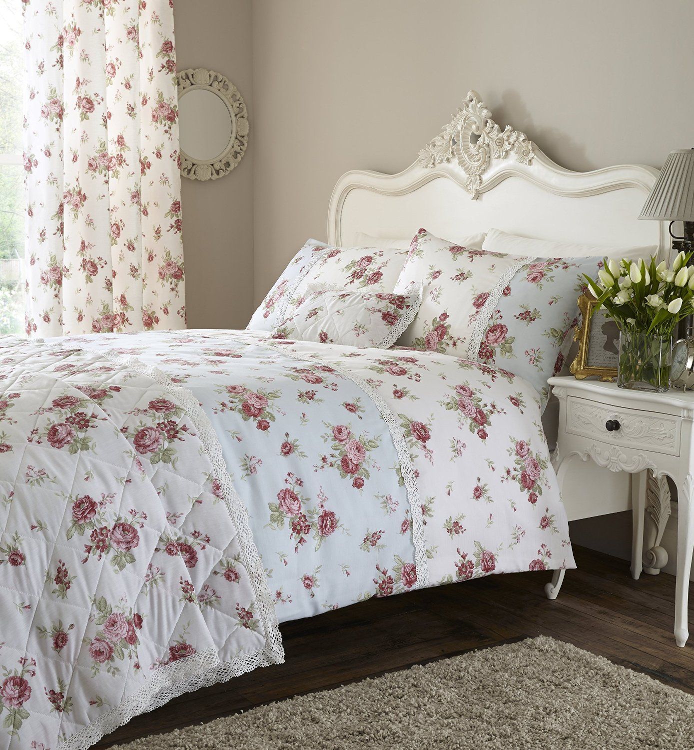 Duck Egg And White Floral Single Duvet Cover Bed Set Or Cushion Duck Egg And White Floral Single Duvet Cover