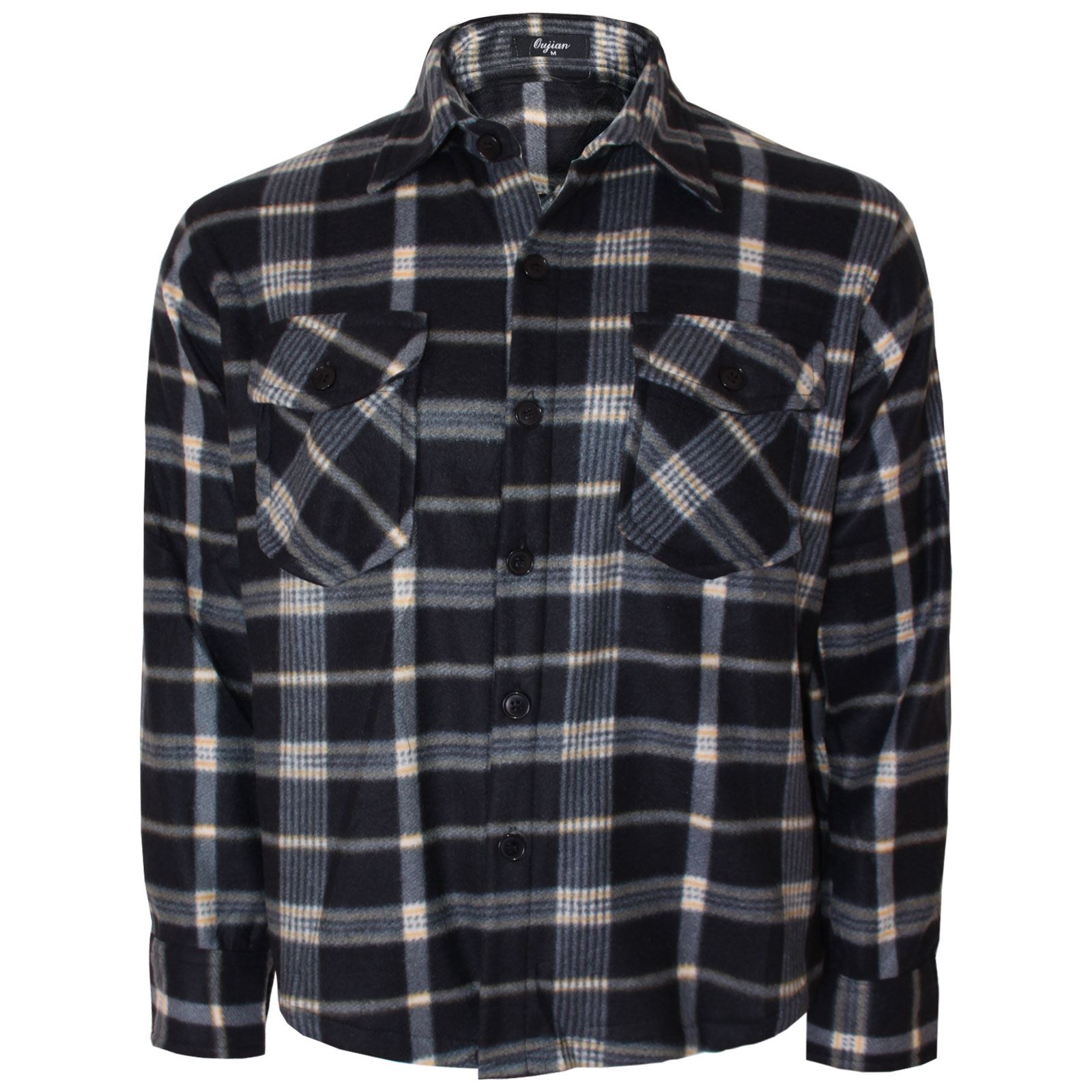 MENS BUTTON UP CHECK LINED LUMBERJACK FLEECE SHIRT WORK TOP THERMAL