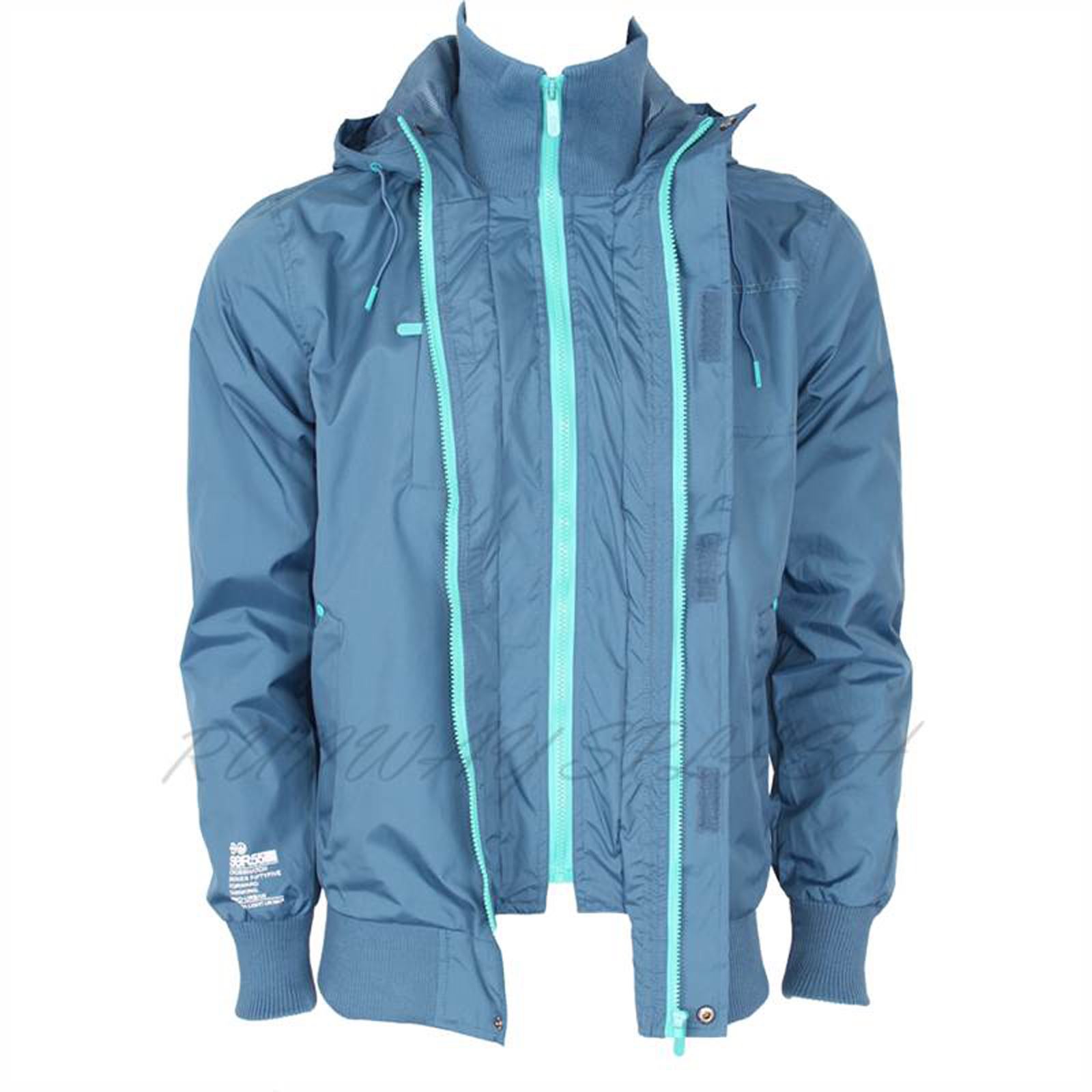MENS CROSSHATCH WINDBREAKER JACKET SUMMER WATERPROOF COAT TRACK CASUAL