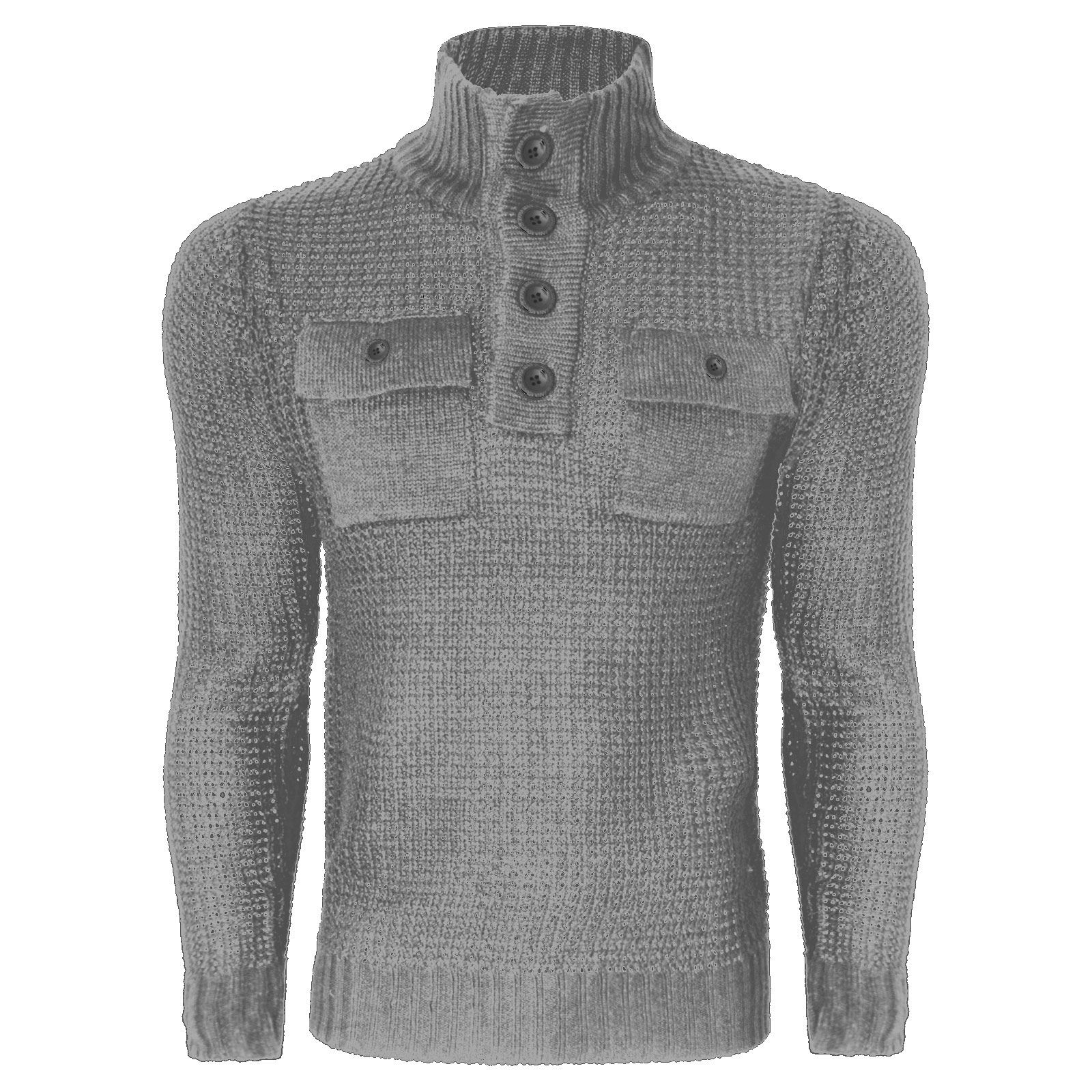 MENS ZARA CARDIGAN JUMPER KNITTED BUTTON FUNNEL NECK KNIT SWEATER TOP