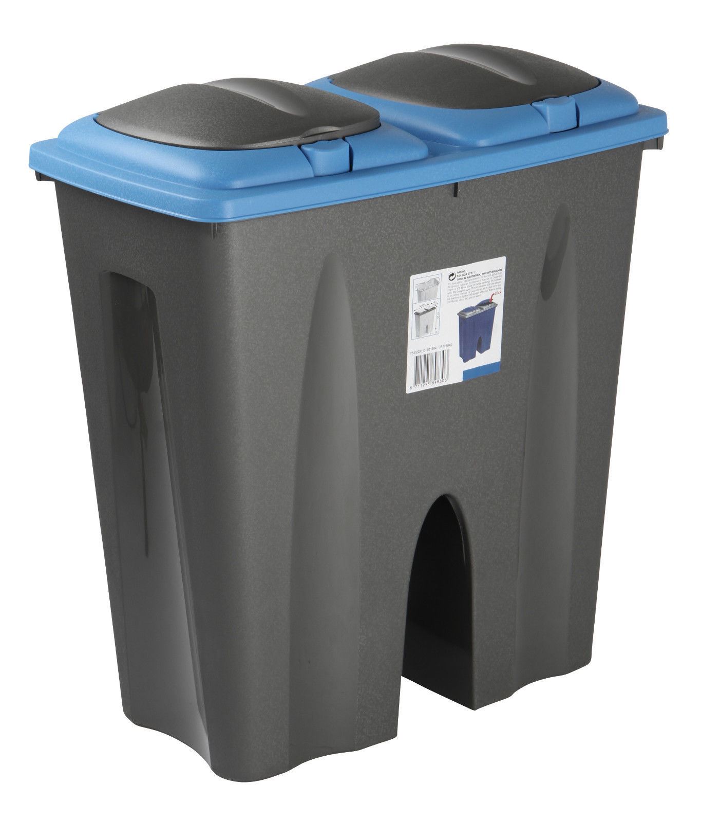 50L Duo Bin Waste Garbage Trash Can Separator Double Side Recycle