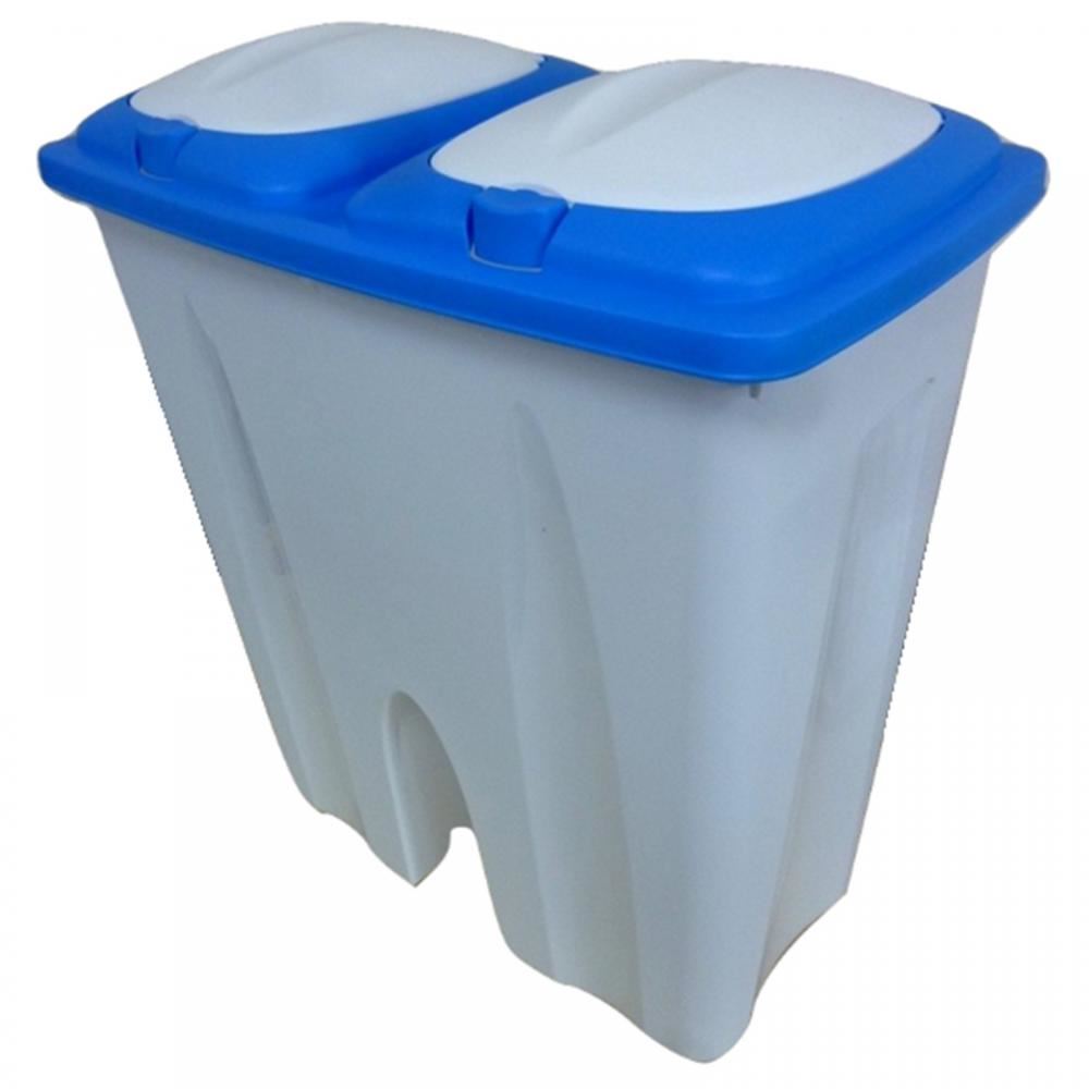 50L Duo Bin Waste Garbage Trash Can Separator Double Side Recycle