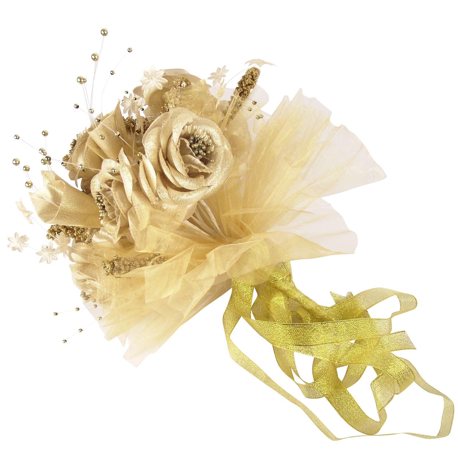 Metallic Gold or Silver Bridal Bouquet! Bride Wedding Fake Artificial